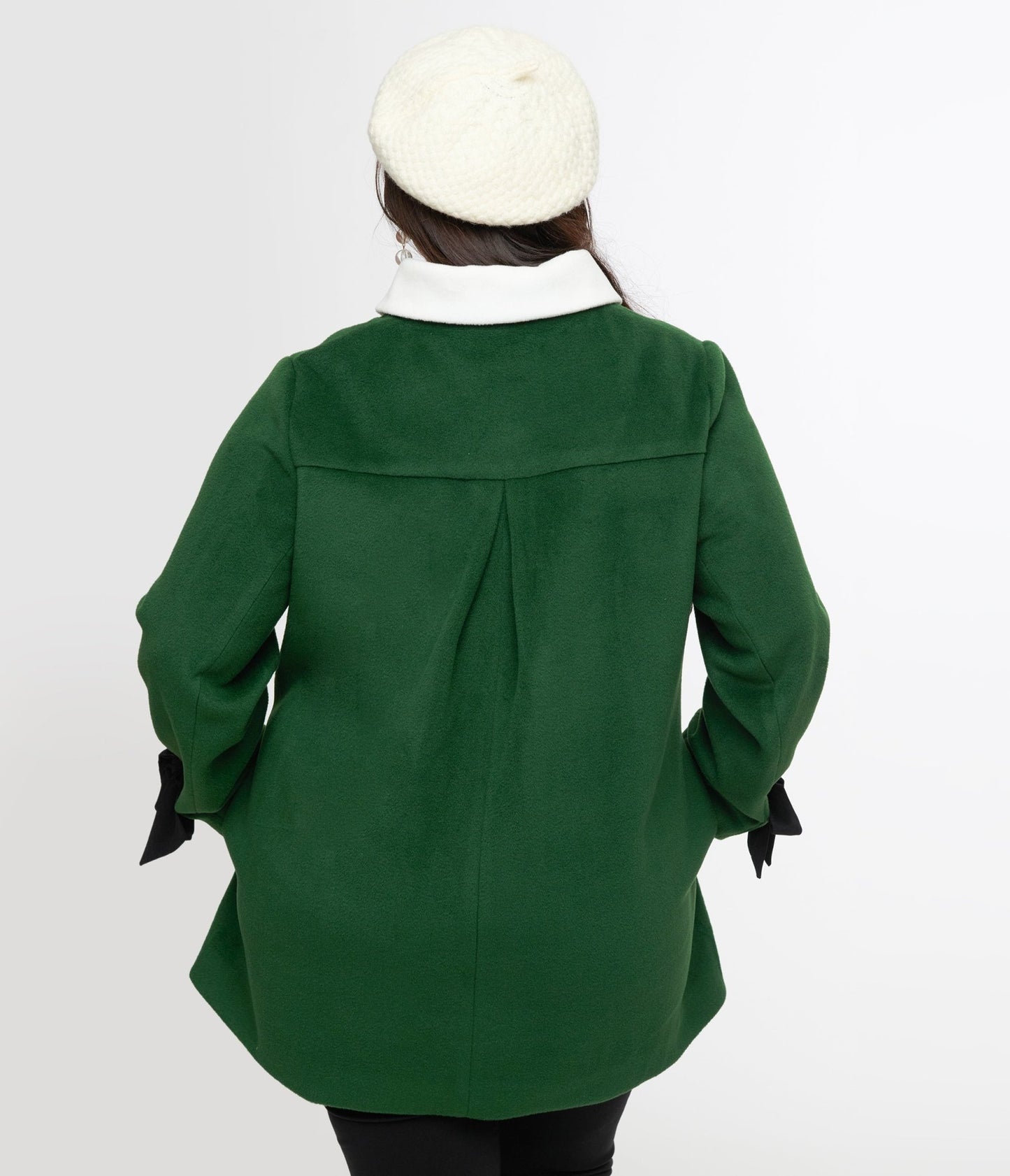 Smak Parlour Plus Size 1960s Green & Black Bows Topper Coat - Unique Vintage - Womens, TOPS, OUTERWEAR