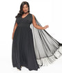 Smak Parlour Plus Size 1970s Black Fringe Cape Maxi Dress