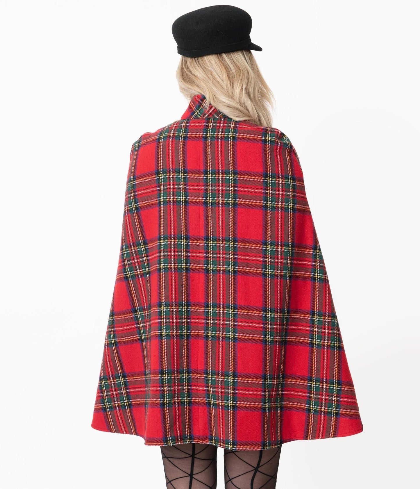 Smak Parlour Red Plaid Savile Row Cape Coat - Unique Vintage - Womens, TOPS, OUTERWEAR