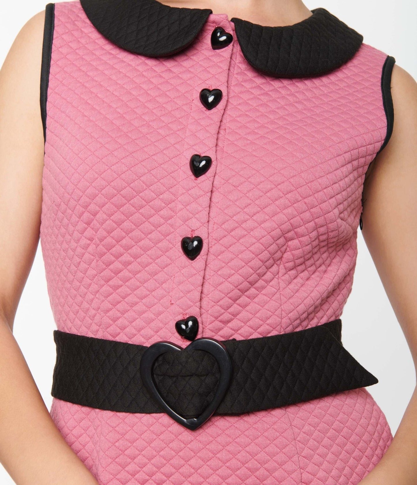 Smak Parlour Rose Pink & Black Quilted Mini Dress - Unique Vintage - Womens, DRESSES, SHIFTS