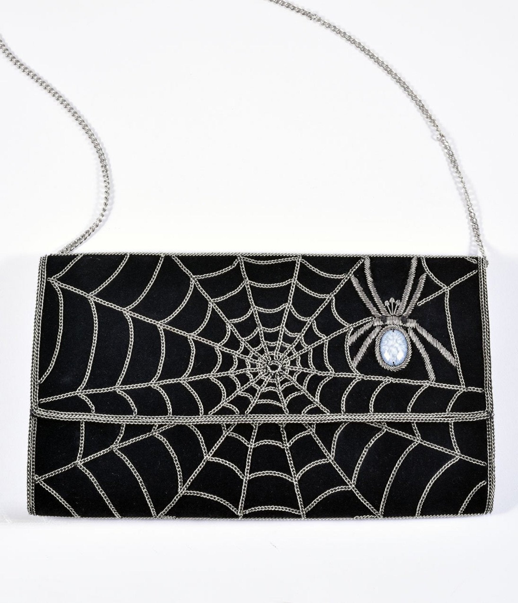 Spider Web Embroidered Clutch - Unique Vintage - Womens, ACCESSORIES, HANDBAGS