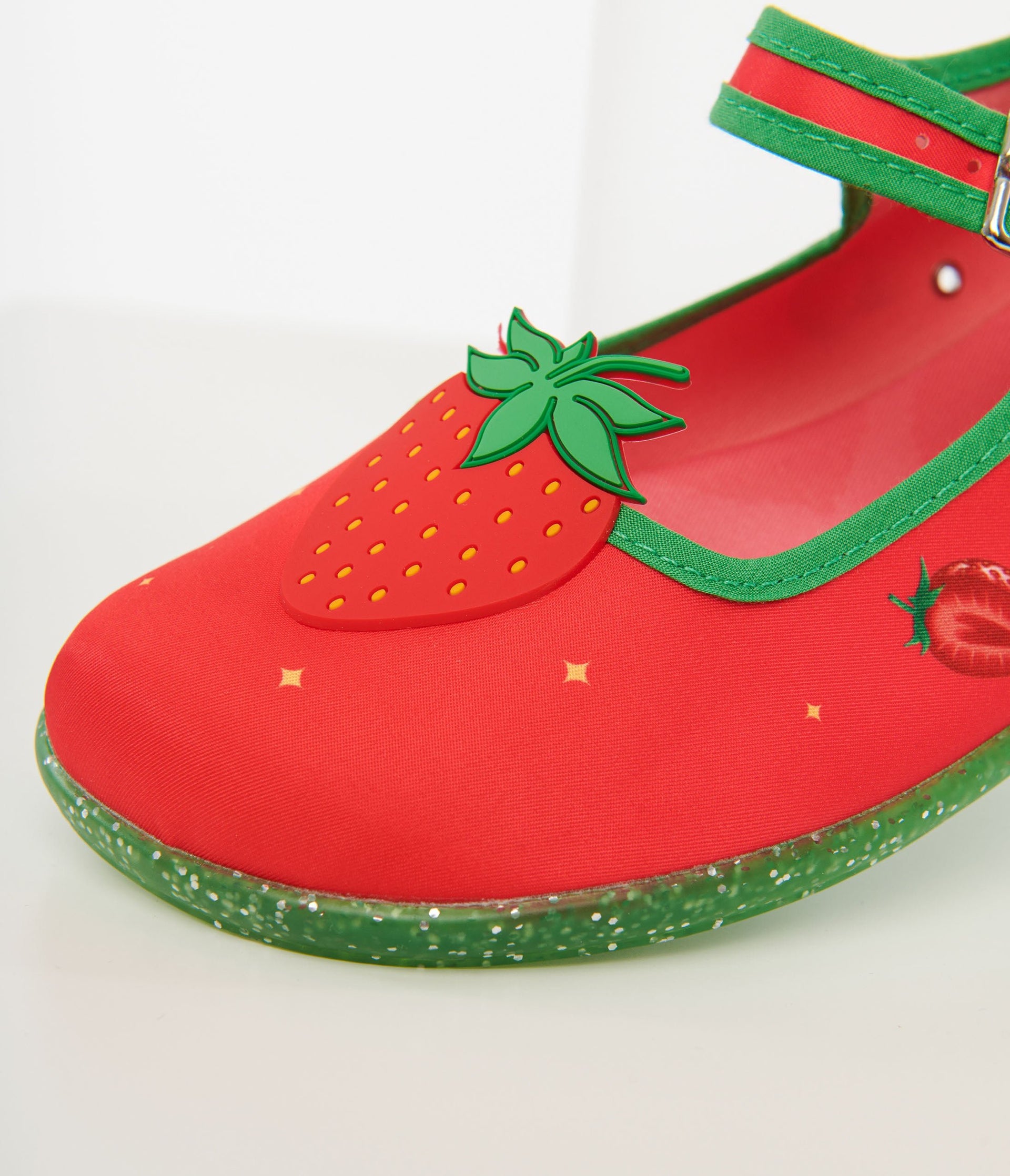 Strawberry Bliss Mary Jane Flats - Unique Vintage - Womens, SHOES, FLATS