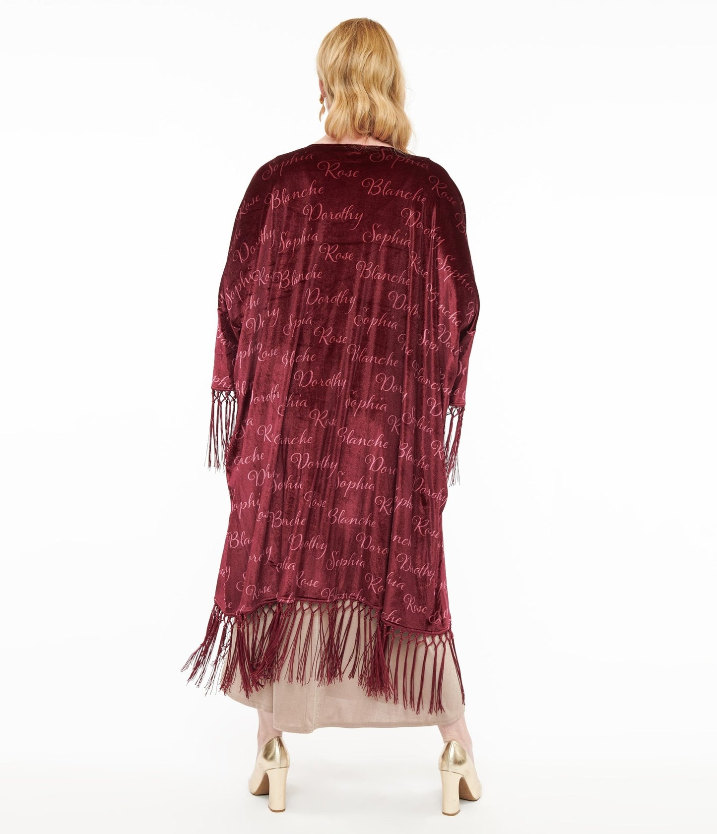 The Golden Girls x Unique Vintage Burgundy Velvet Blanche Kimono - Unique Vintage - Womens, FLAPPER, COATS