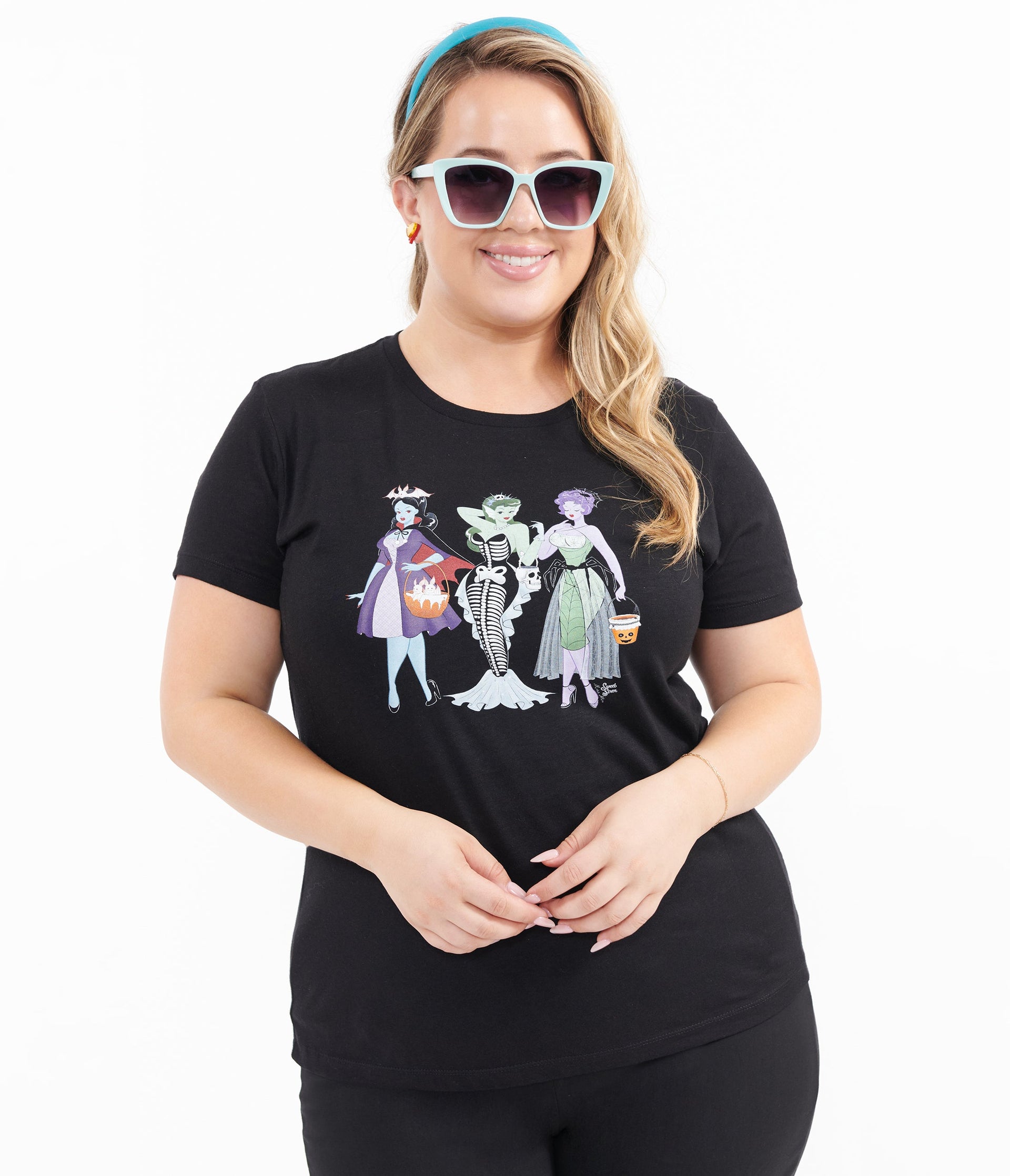 Trick or Treat Ghouls Fitted Graphic Tee - Unique Vintage - Womens, HALLOWEEN, GRAPHIC TEES