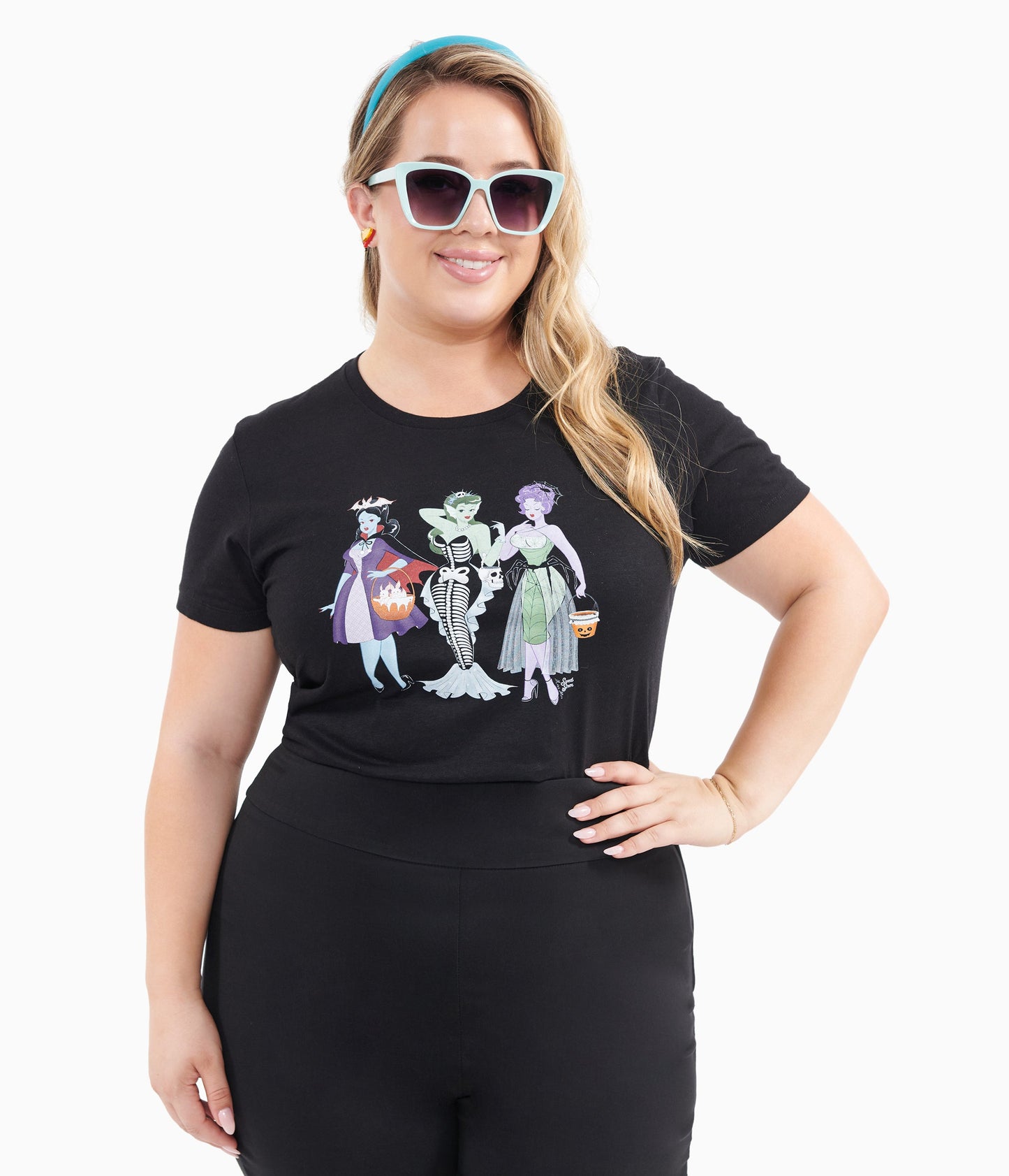 Trick or Treat Ghouls Fitted Graphic Tee - Unique Vintage - Womens, HALLOWEEN, GRAPHIC TEES