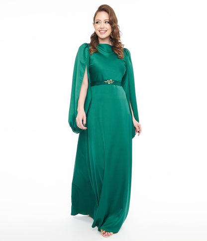 Unique Vintage 1920s Emerald Satin & Snake Pin Evening Gown - Unique Vintage - Womens, DRESSES, PROM AND SPECIAL OCCASION