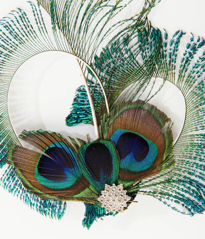 Unique Vintage 1920s Peacock Feather Hair Clip - Unique Vintage - Womens, ACCESSORIES, FLAPPER