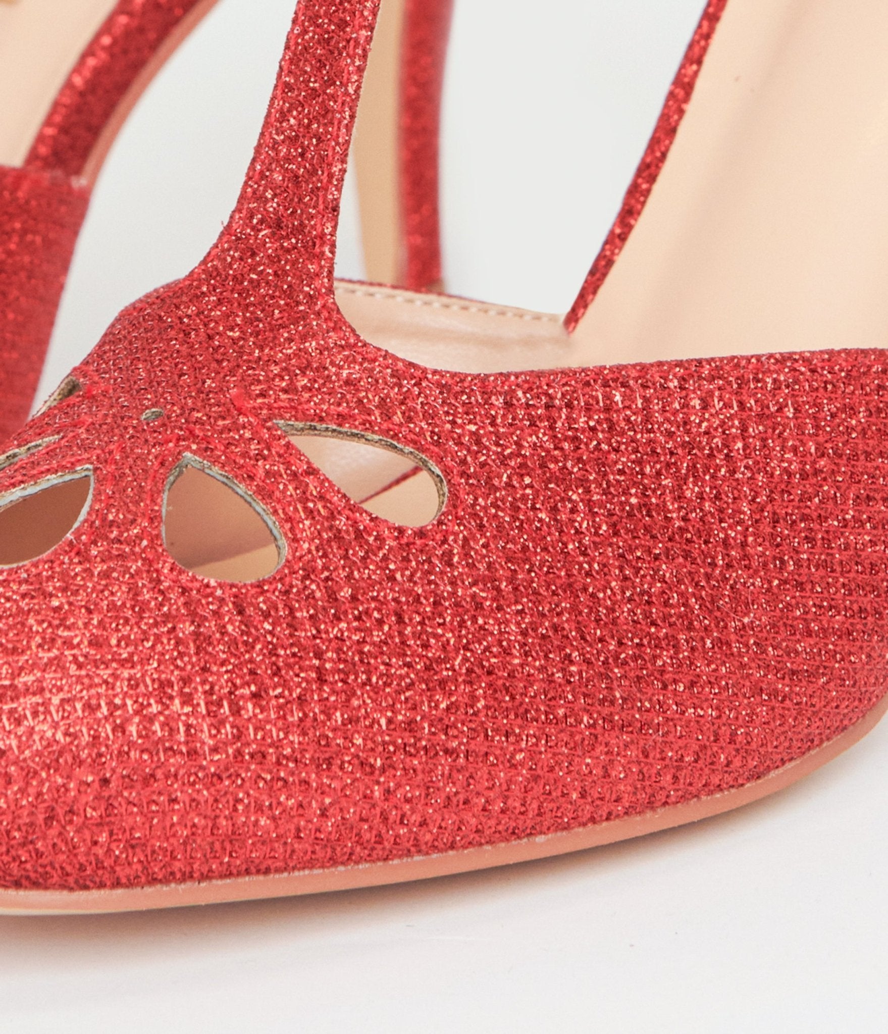 Unique Vintage 1920s Red Sparkle T - Strap Astaire Pumps - Unique Vintage - Womens, SHOES, HEELS