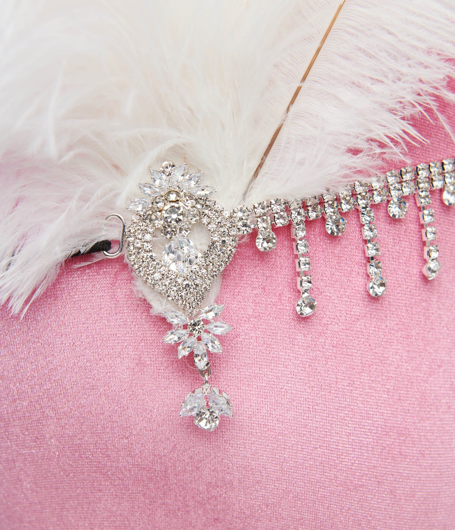 Unique Vintage 1920s White Feather & Silver Rhinestone Headband - Unique Vintage - Womens, ACCESSORIES, FLAPPER