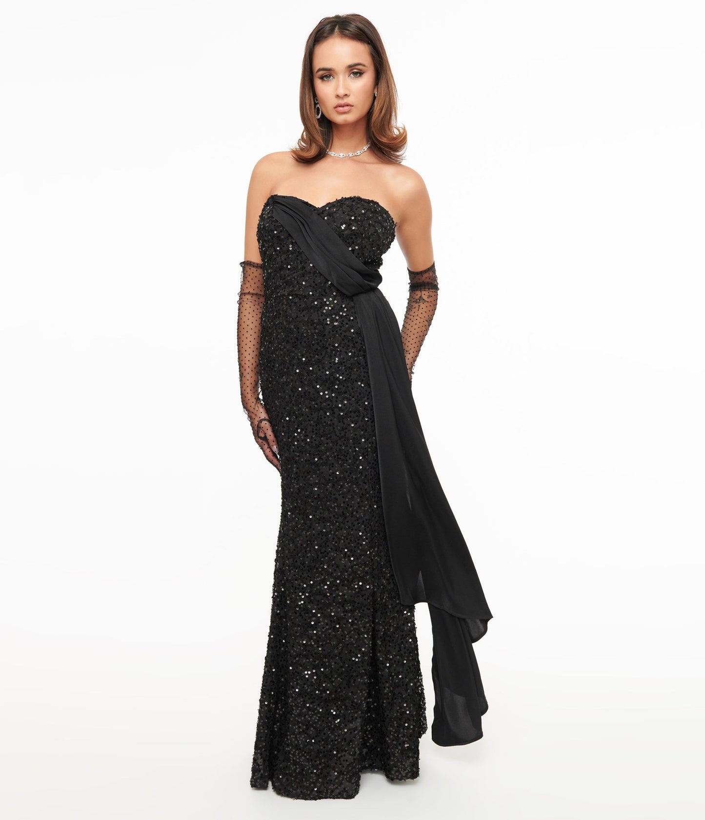 Unique Vintage 1930s Black Sequin Lace Mermaid Dress - Unique Vintage - Womens, DRESSES, PROM AND SPECIAL OCCASION