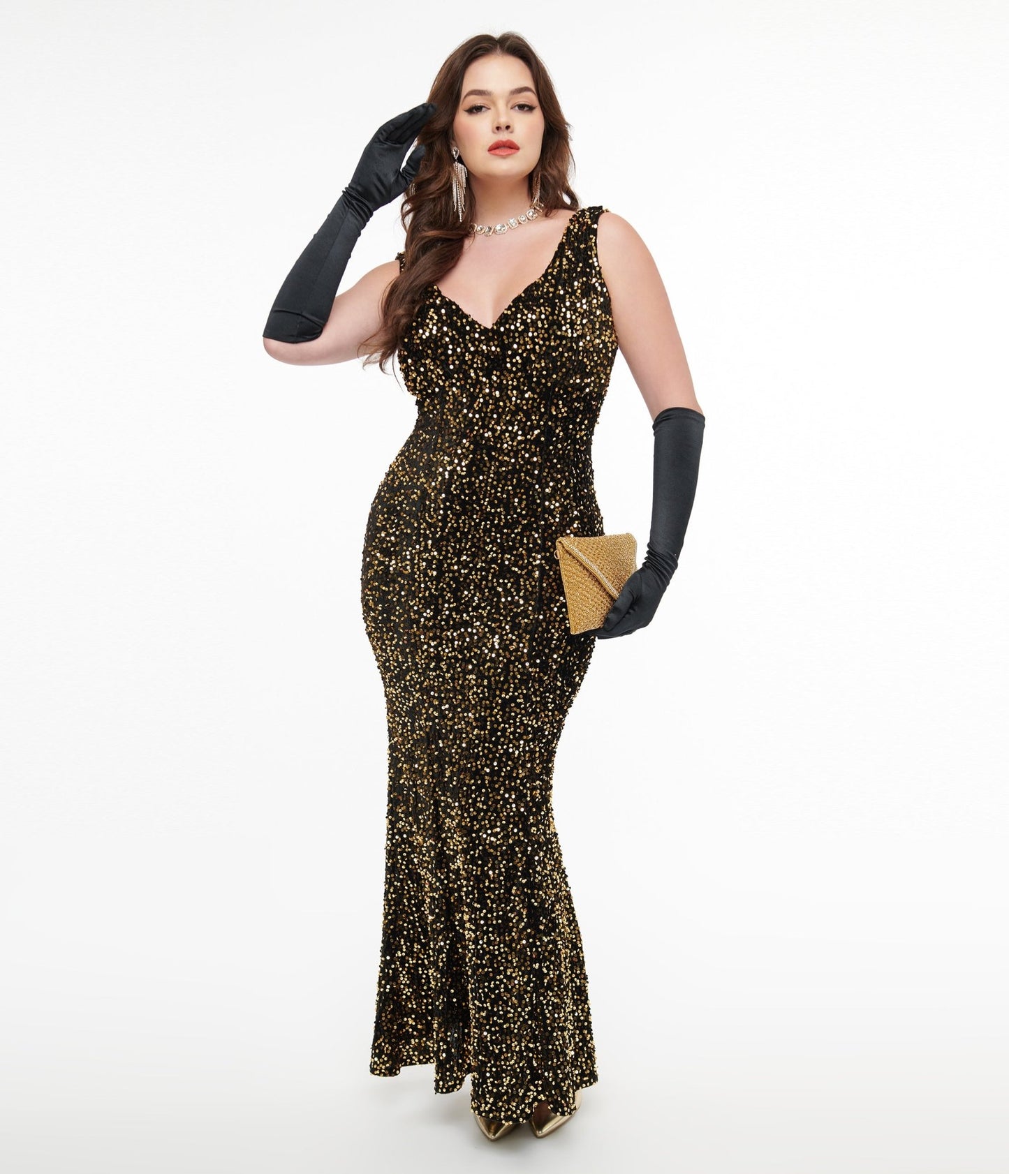 Unique Vintage 1930s Gold Sequin Goldwyn Gown - Unique Vintage - Womens, DRESSES, MAXI