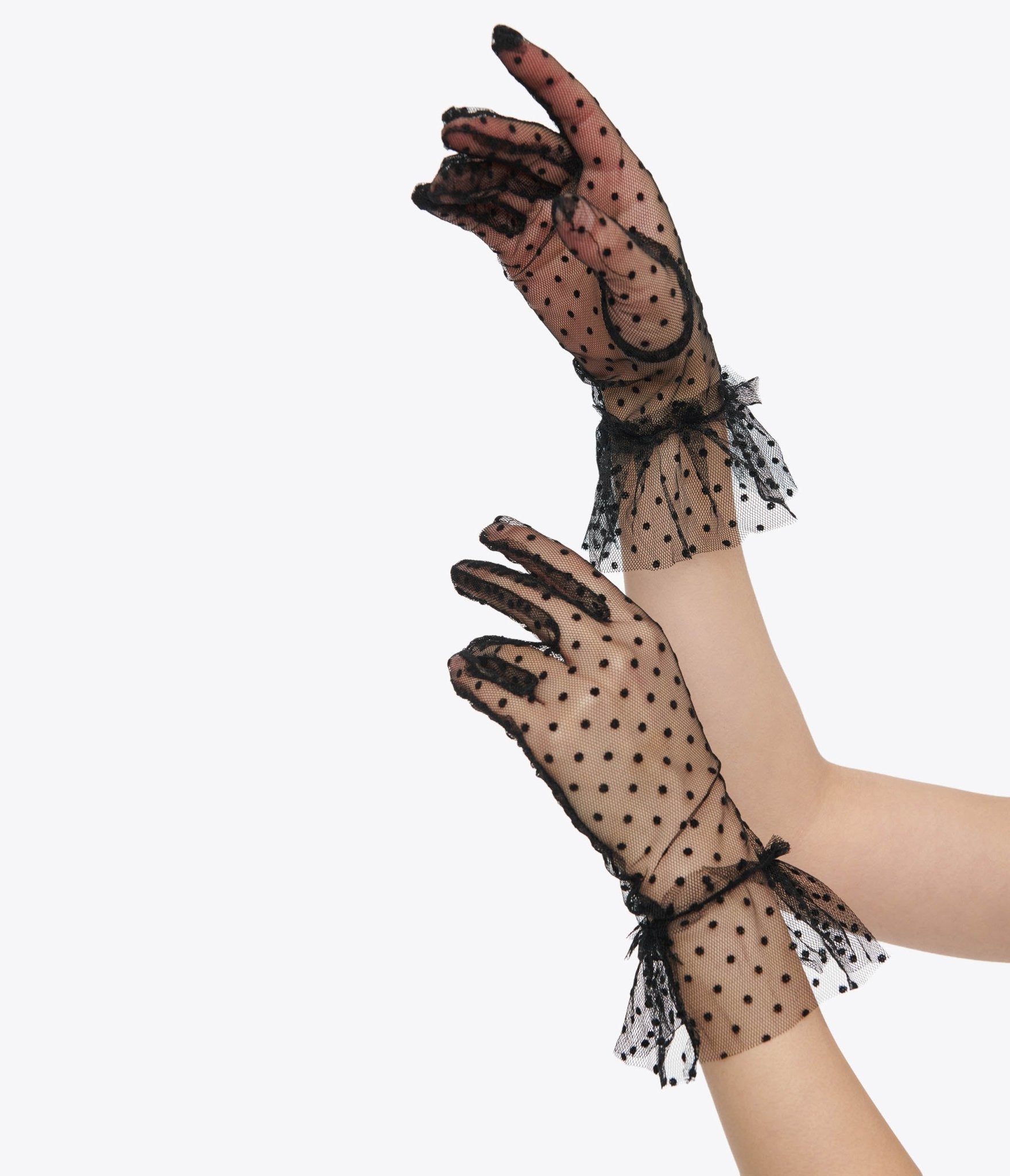 Unique Vintage 1950s Black Dot Mesh Gloves - Unique Vintage - Womens, ACCESSORIES, GLOVES/SCARVES