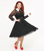 Unique Vintage 1950s Black Polka Dot Tulle Swing Dress