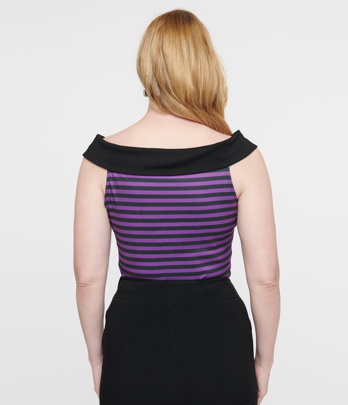 Unique Vintage 1950s Black & Purple Stripe Maraschino Top - Unique Vintage - Womens, HALLOWEEN, TOPS