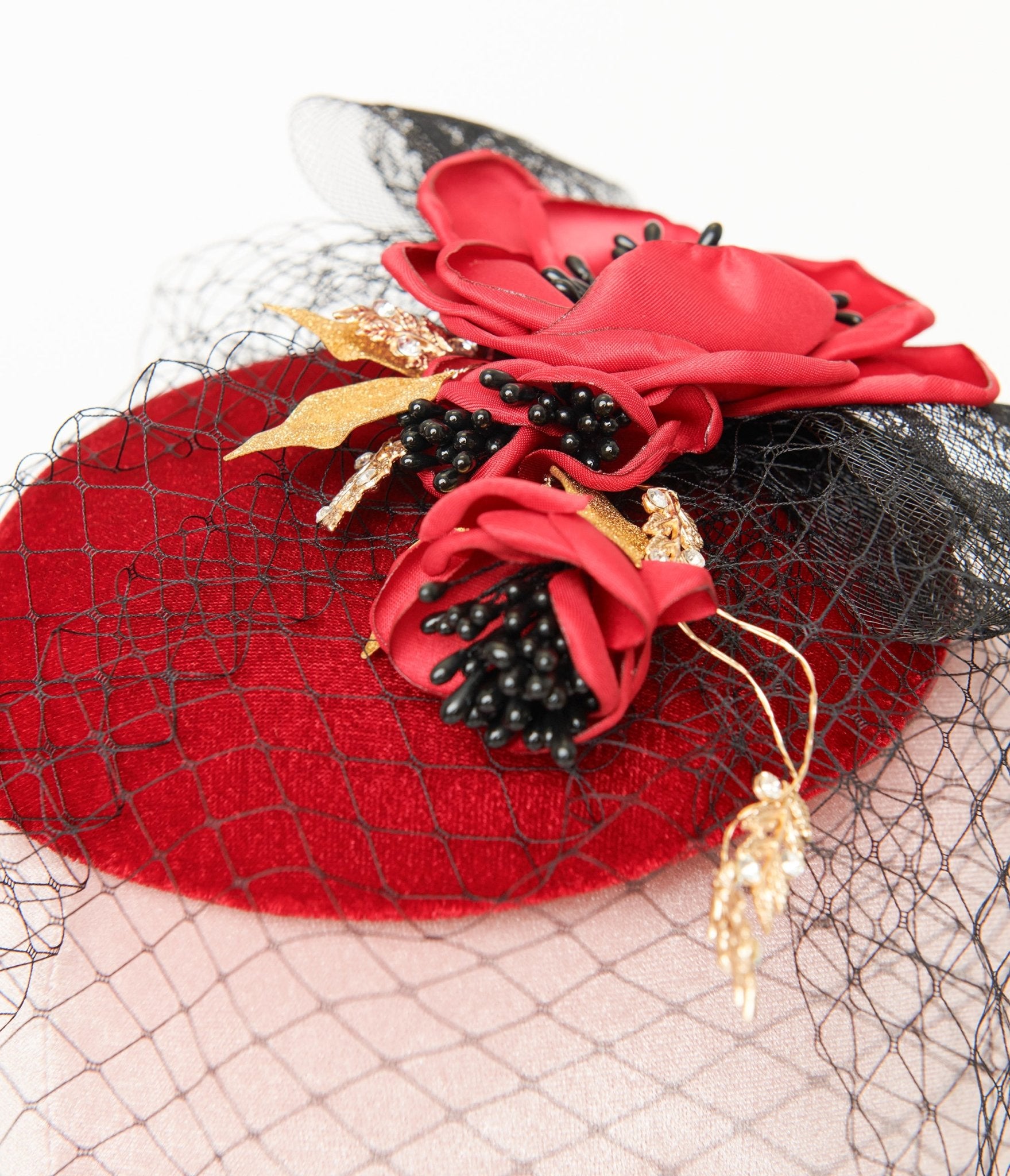 ON Sale! outlet Red Beret Style Cocktail Hat, Vintage Inspired Fascinator 50% OFF