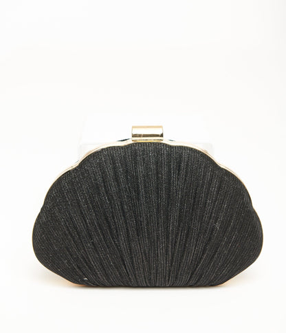 Unique Vintage 1950s Black Sparkle Scallop Handbag - Unique Vintage - Womens, ACCESSORIES, HANDBAGS