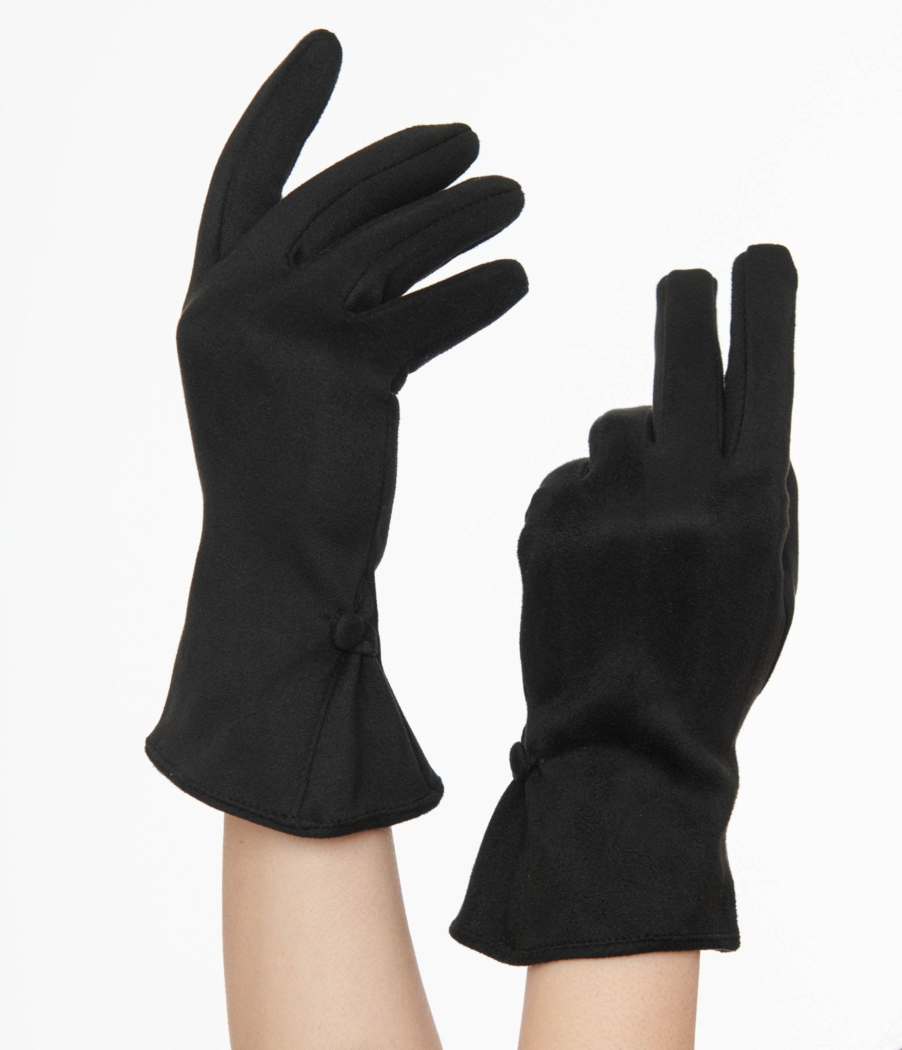 Unique Vintage 1950s Black Suede Gloves - Unique Vintage - Womens, ACCESSORIES, GLOVES/SCARVES