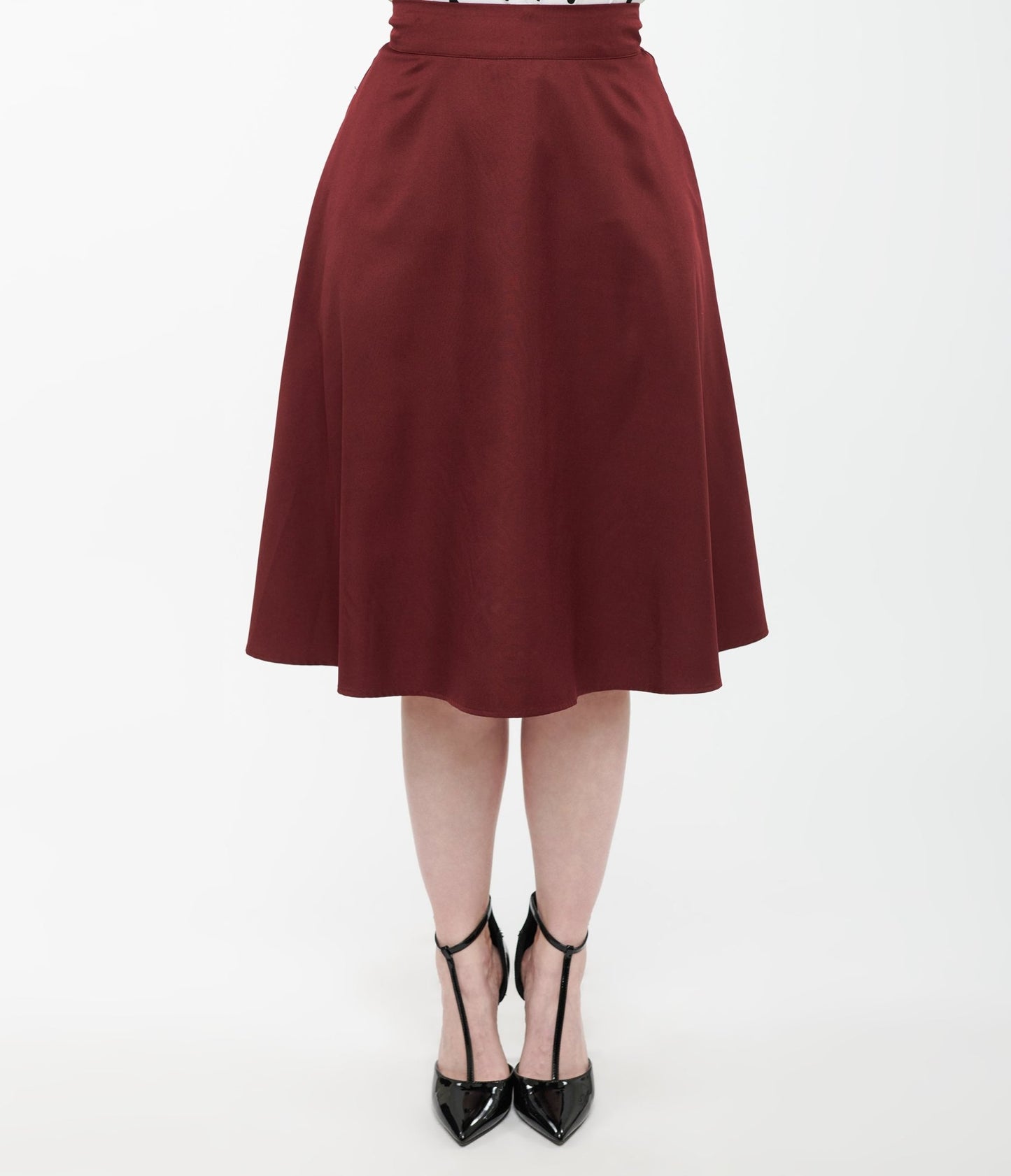 Unique Vintage 1950s Burgundy High Waist Vivien Swing Skirt - Unique Vintage - Womens, BOTTOMS, SKIRTS