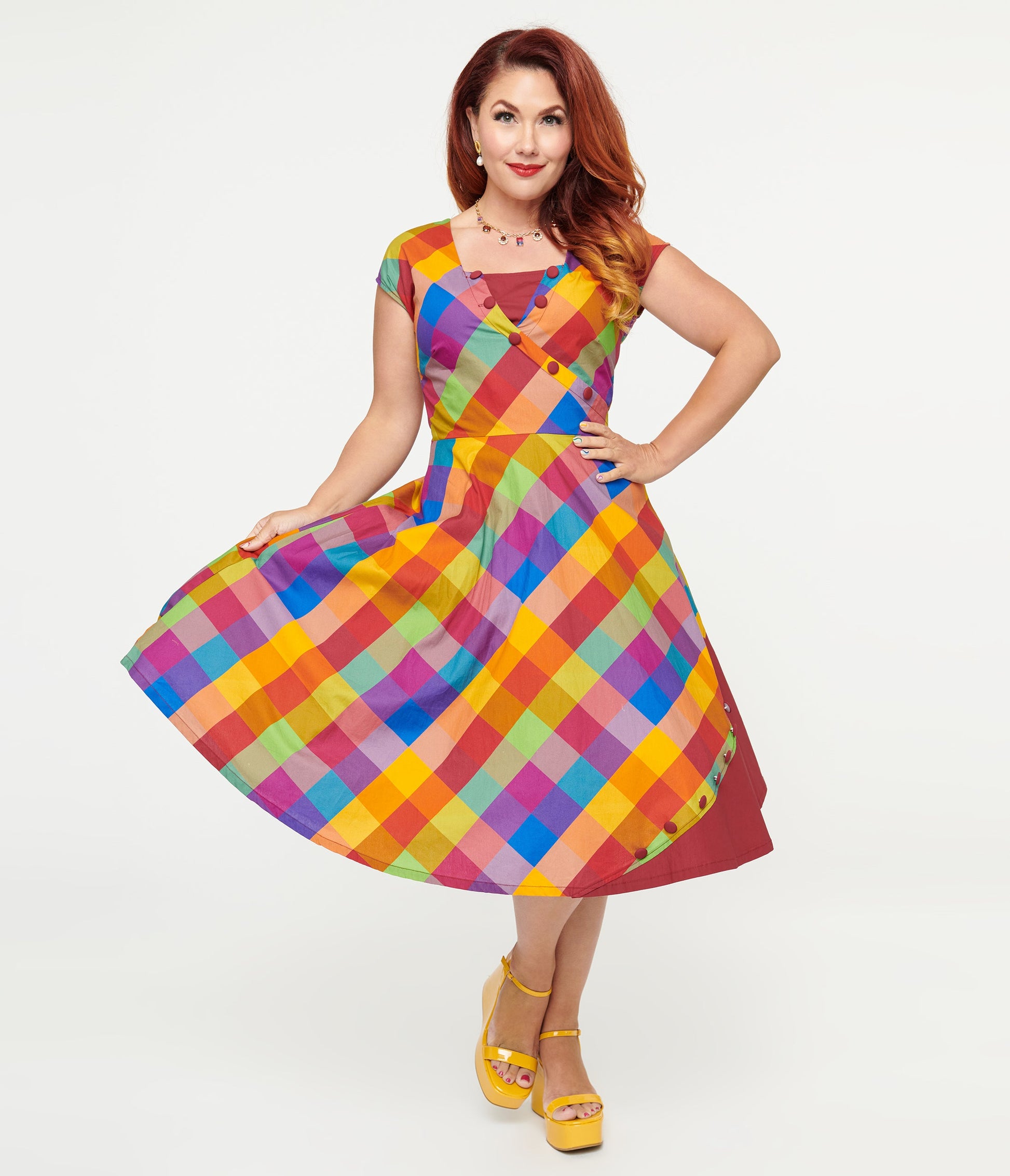 Unique Vintage 1950s Fall Madras Plaid Swing Dress - Unique Vintage - Womens, DRESSES, SWING