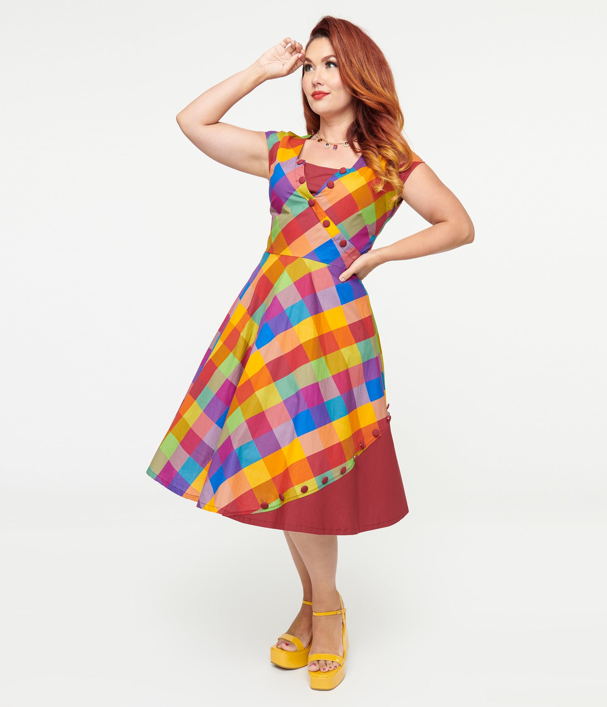 Unique Vintage 1950s Fall Madras Plaid Swing Dress - Unique Vintage - Womens, DRESSES, SWING