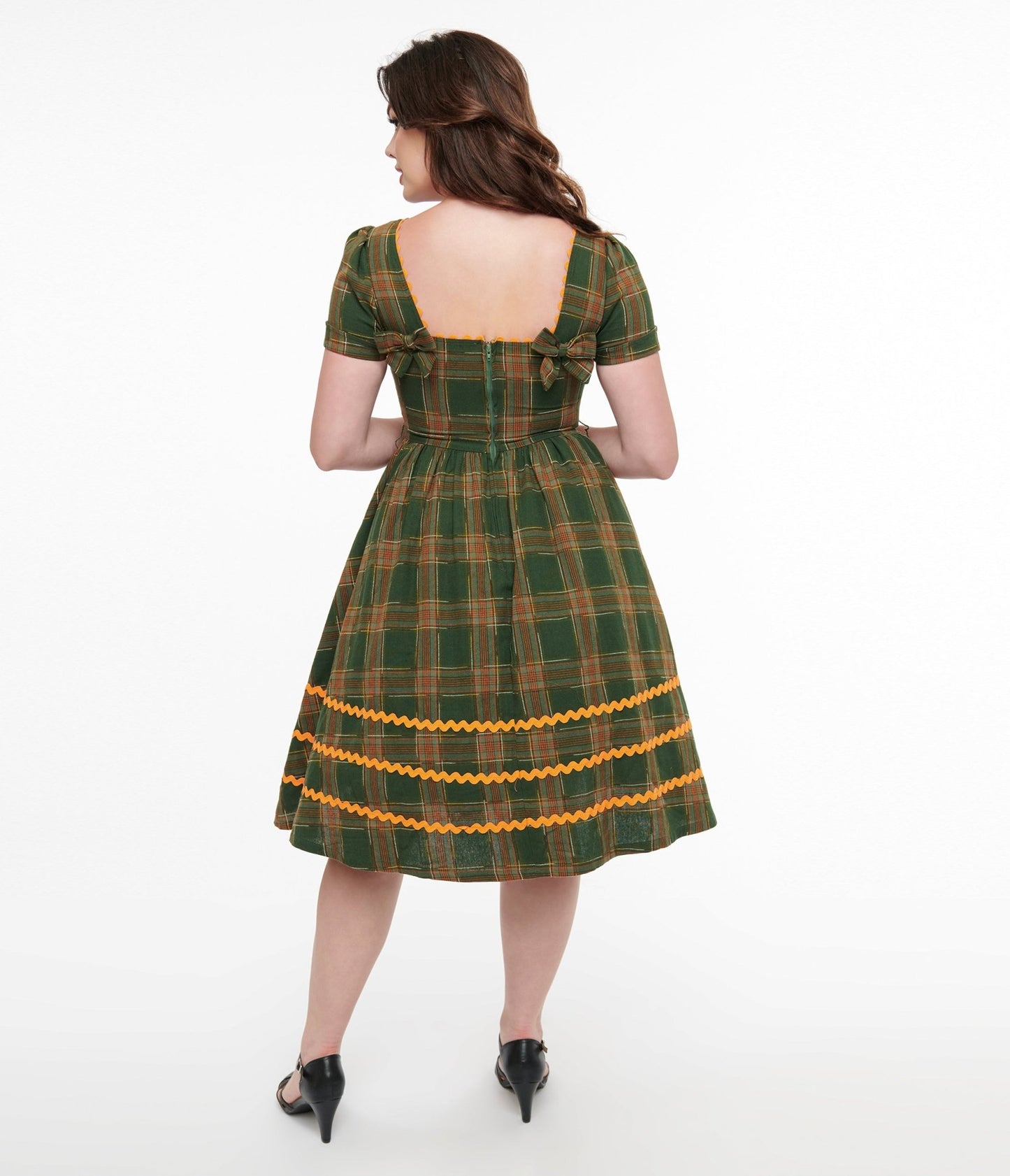 Unique Vintage 1950s Green Plaid Cotton Swing Dress - Unique Vintage - Womens, DRESSES, SWING