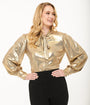 Unique Vintage 1950s Metallic Gold Gwen Blouse