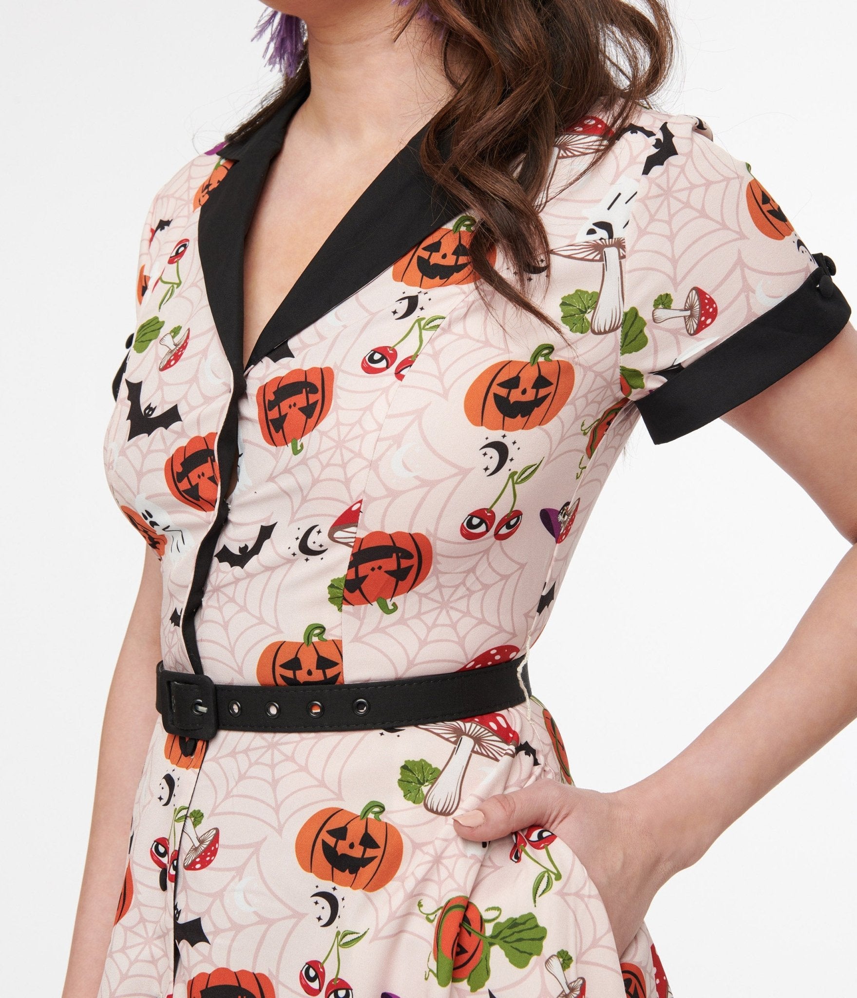 Unique Vintage 1950s Pink Halloween Print Alexis Swing Dress - Unique Vintage - Womens, HALLOWEEN, DRESSES