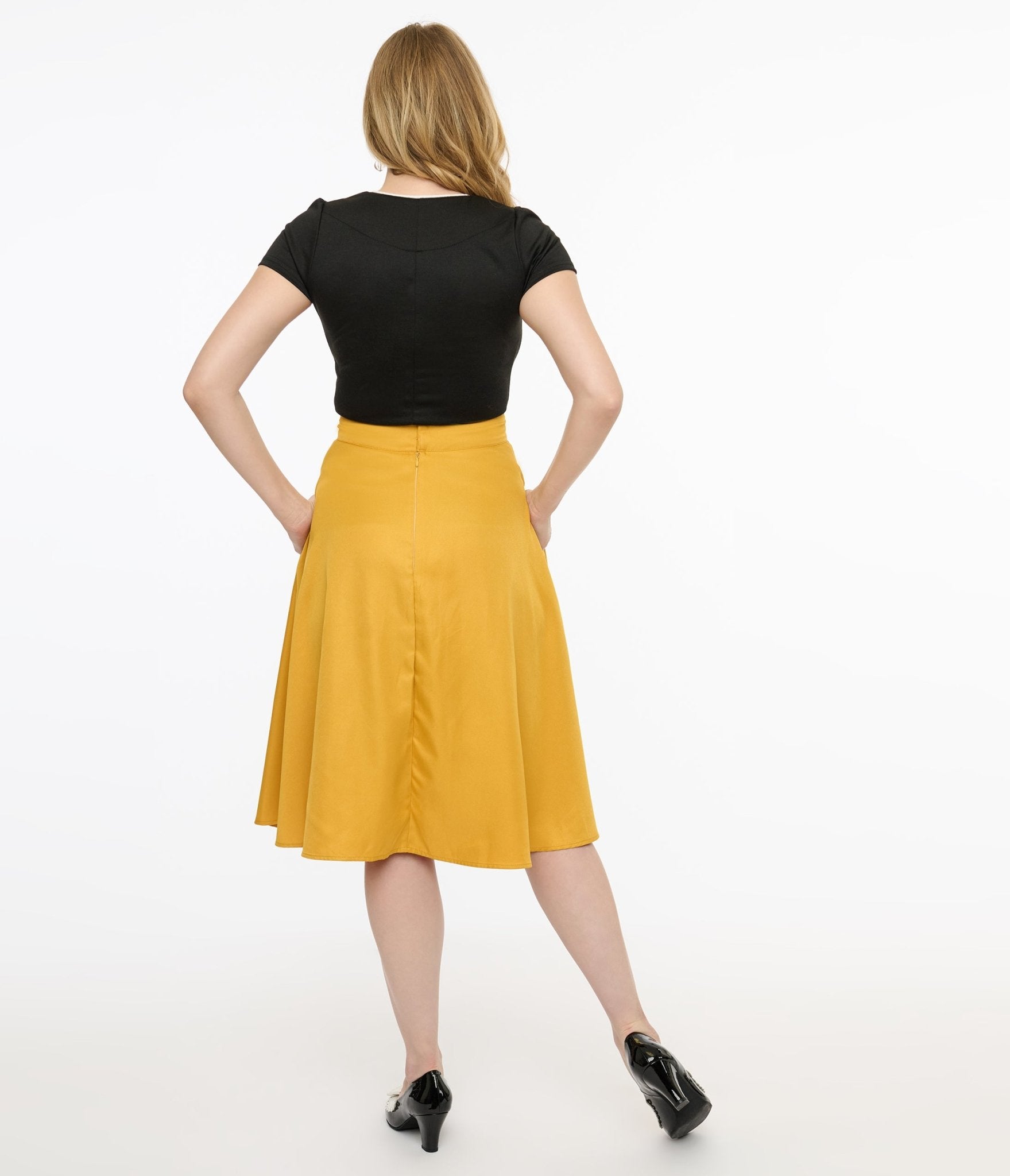 Unique Vintage 1950s Yellow High Waist Vivien Swing Skirt - Unique Vintage - Womens, BOTTOMS, SKIRTS