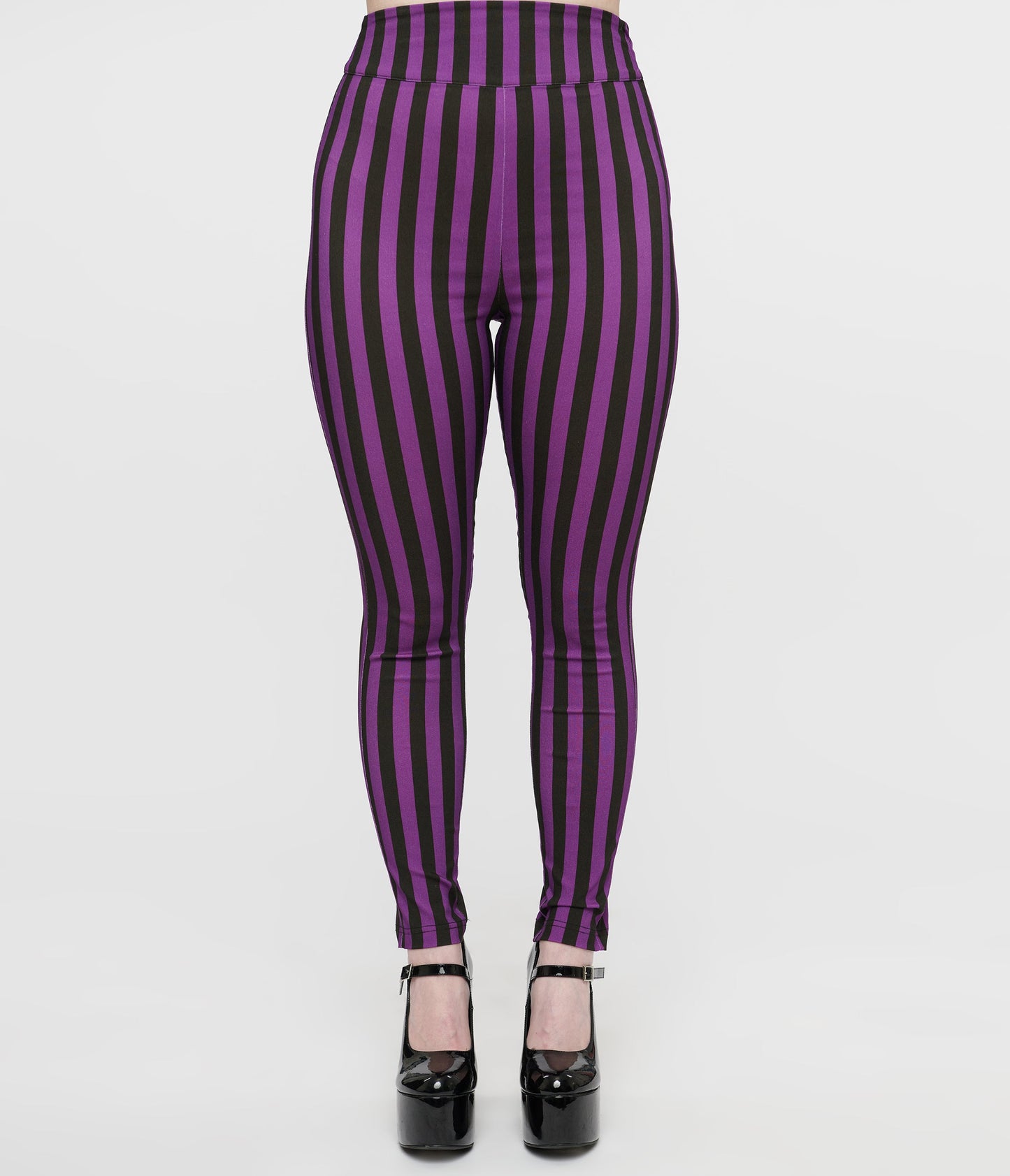 Unique Vintage 1960s Black & Purple Stripe High Waist Cigarette Pants - Unique Vintage - Womens, HALLOWEEN, BOTTOMS