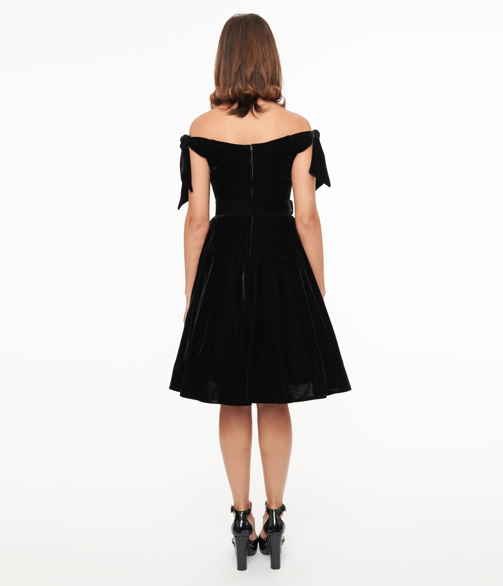 Unique Vintage 1960s Black Velvet Prairie Swing Dress - Unique Vintage - Womens, DRESSES, SWING