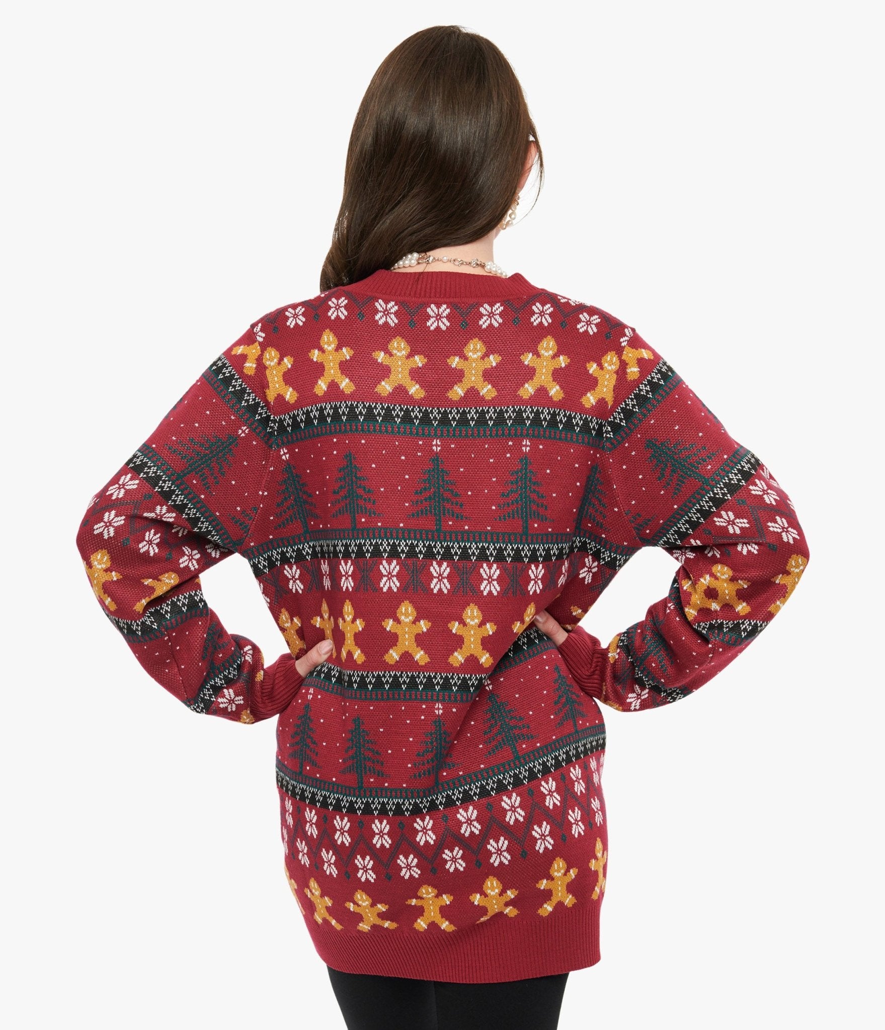 Unique Vintage 1960s Burgundy Gingerbread Fair Isle Cardigan - Unique Vintage - Womens, TOPS, SWEATERS