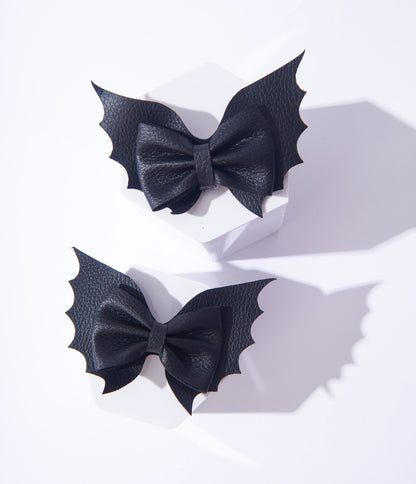 Unique Vintage Black Bat Bow Mini Hair Clips Set - Unique Vintage - Womens, HALLOWEEN, ACCESSORIES