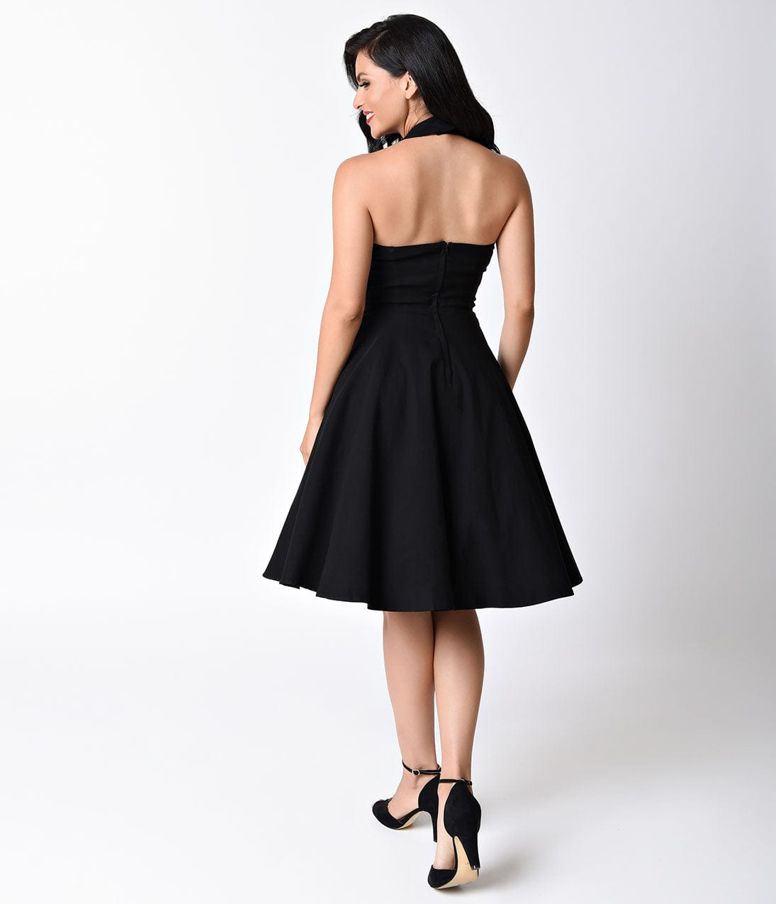 Unique Vintage Black Criss Cross Halter Rita Flare Dress - Unique Vintage - Womens, DRESSES, SWING