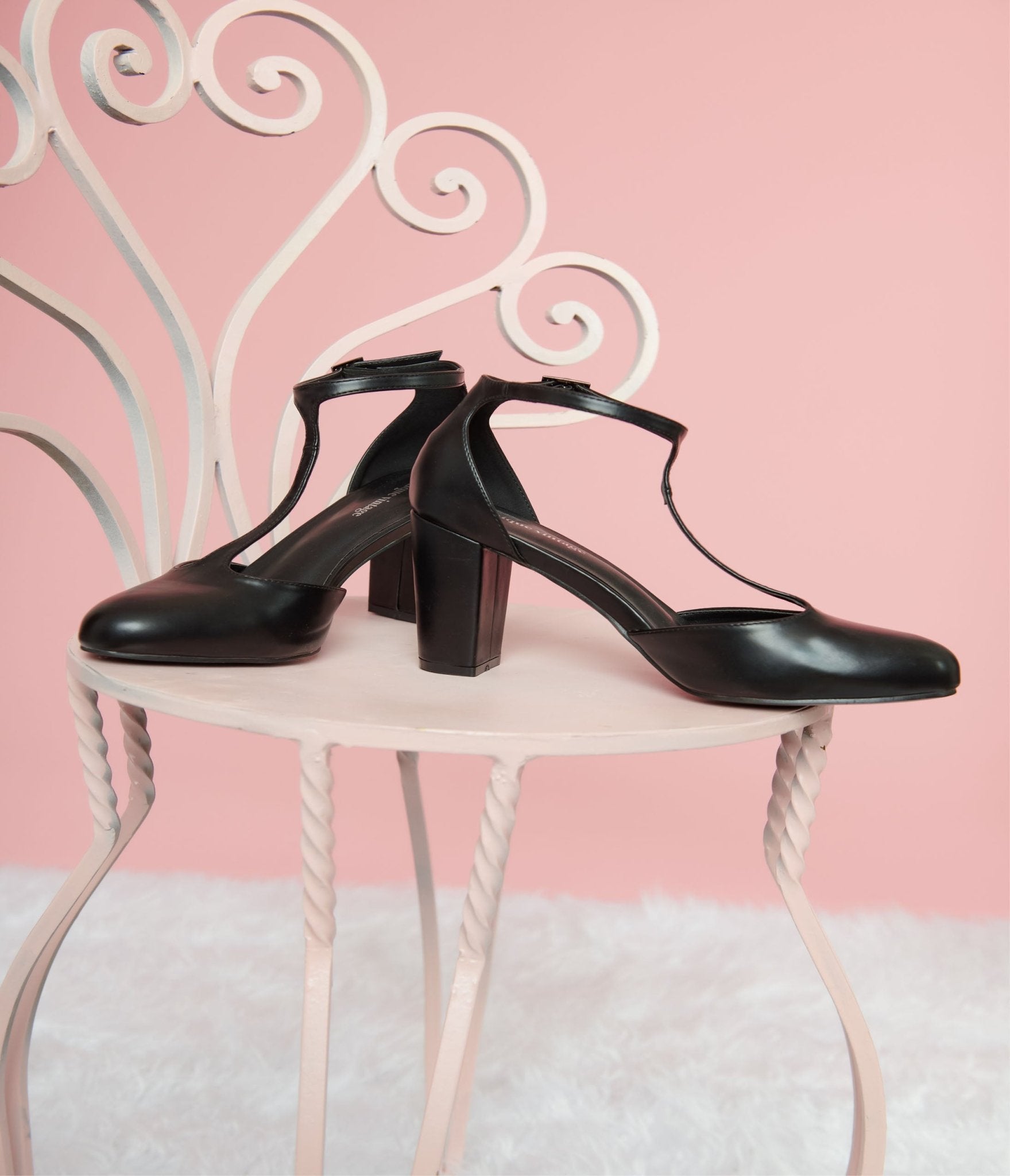 Unique Vintage Black Leatherette T - Strap Astaire Pumps - Unique Vintage - Womens, SHOES, HEELS