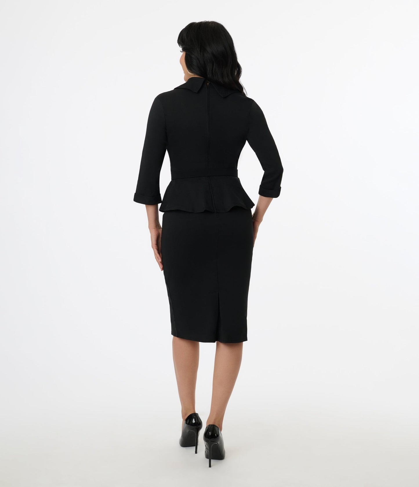 Unique Vintage Black Peplum Cooper Suit Pencil Dress - Unique Vintage - Womens, DRESSES, WIGGLE