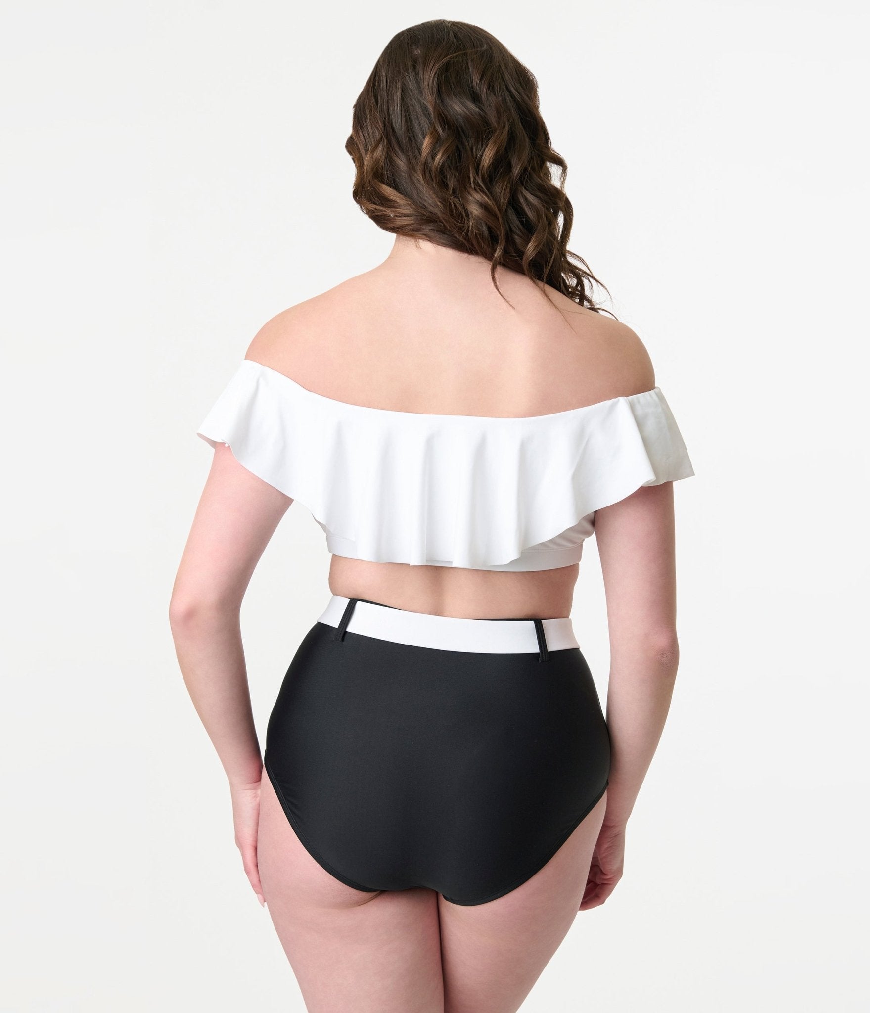 Unique Vintage Black & White Belted Swim Bottoms - Unique Vintage - Womens, SWIM, BOTTOM