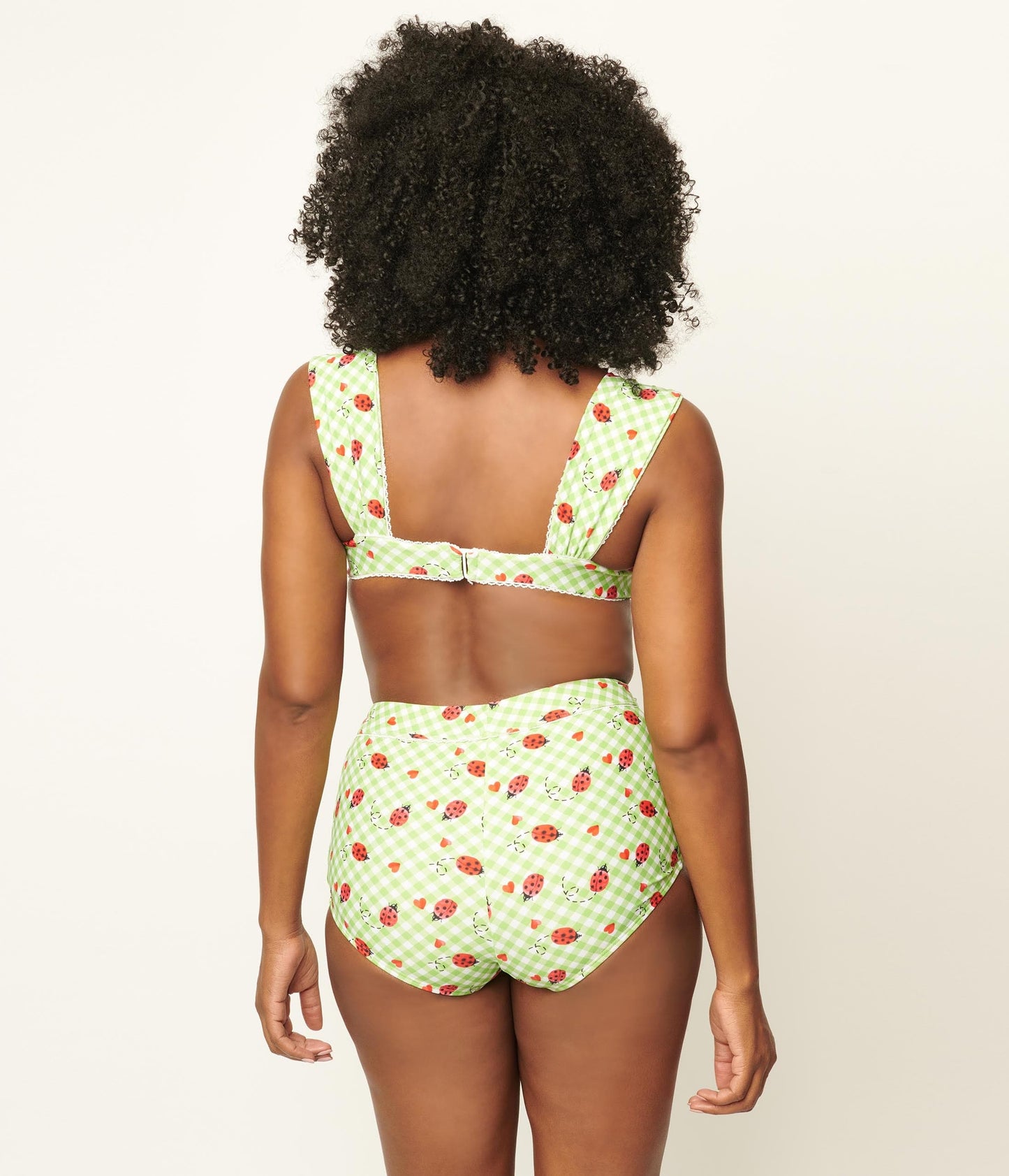 Unique Vintage Green Gingham & Ladybug Mrs Cooper Swim Bottoms - Unique Vintage - Womens, SWIM, BOTTOM