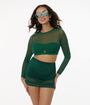 Unique Vintage Green Shirred Skirt Swim Bottom