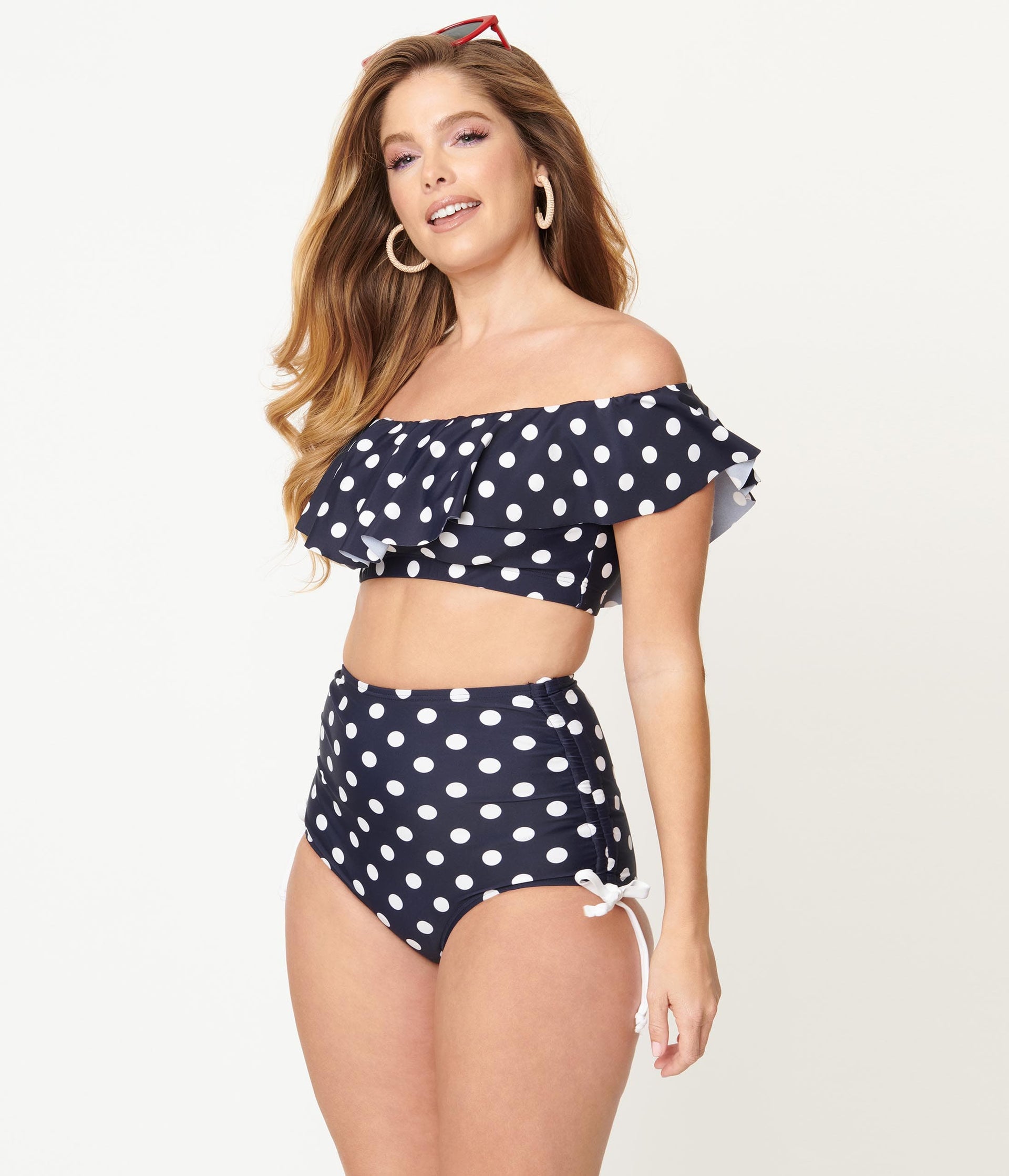 Unique Vintage Navy & White Polka Dot Provincetown Swim Bottom - Unique Vintage - Womens, SWIM, BOTTOM