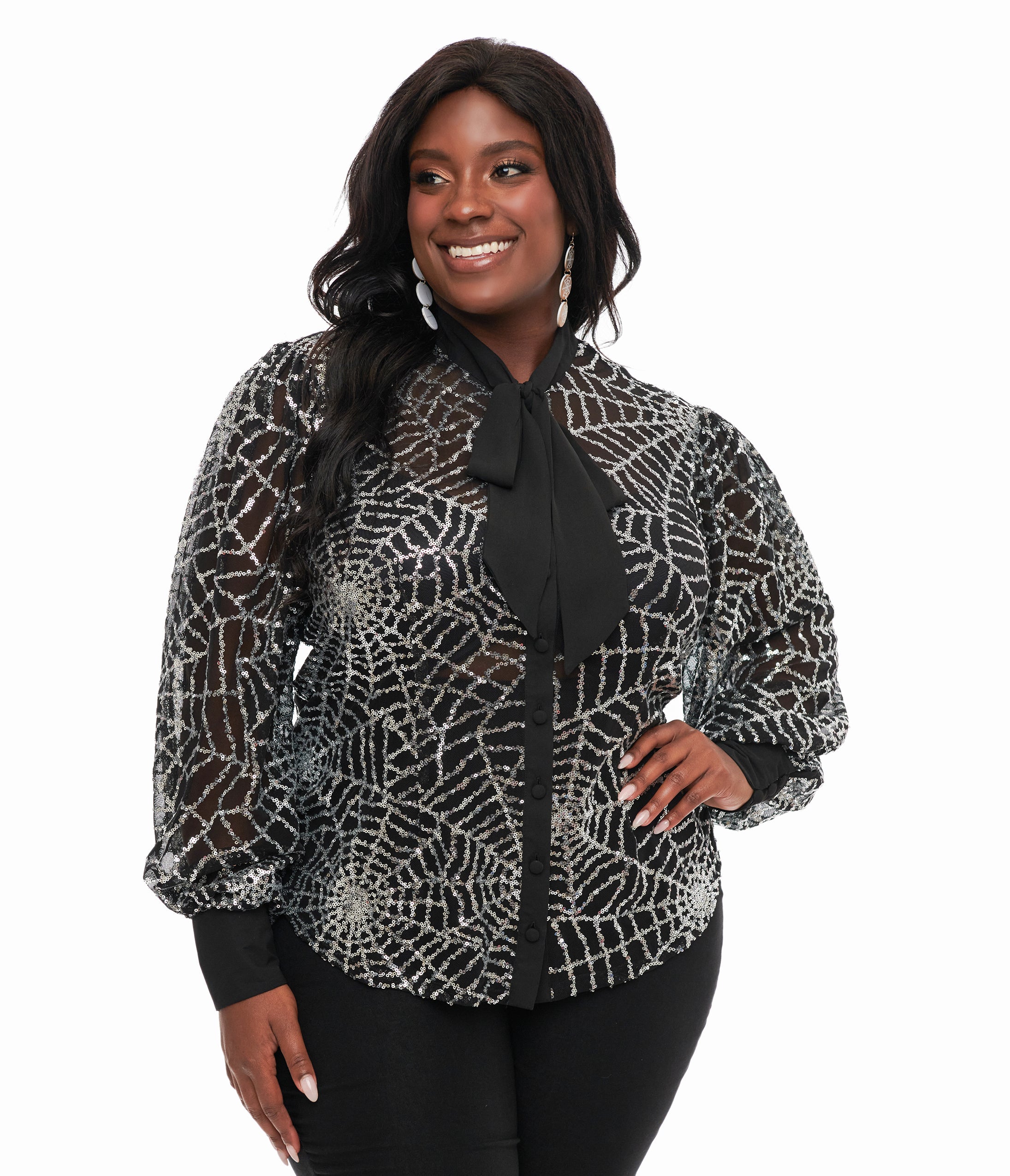 Plus size shops silver sequin shirt