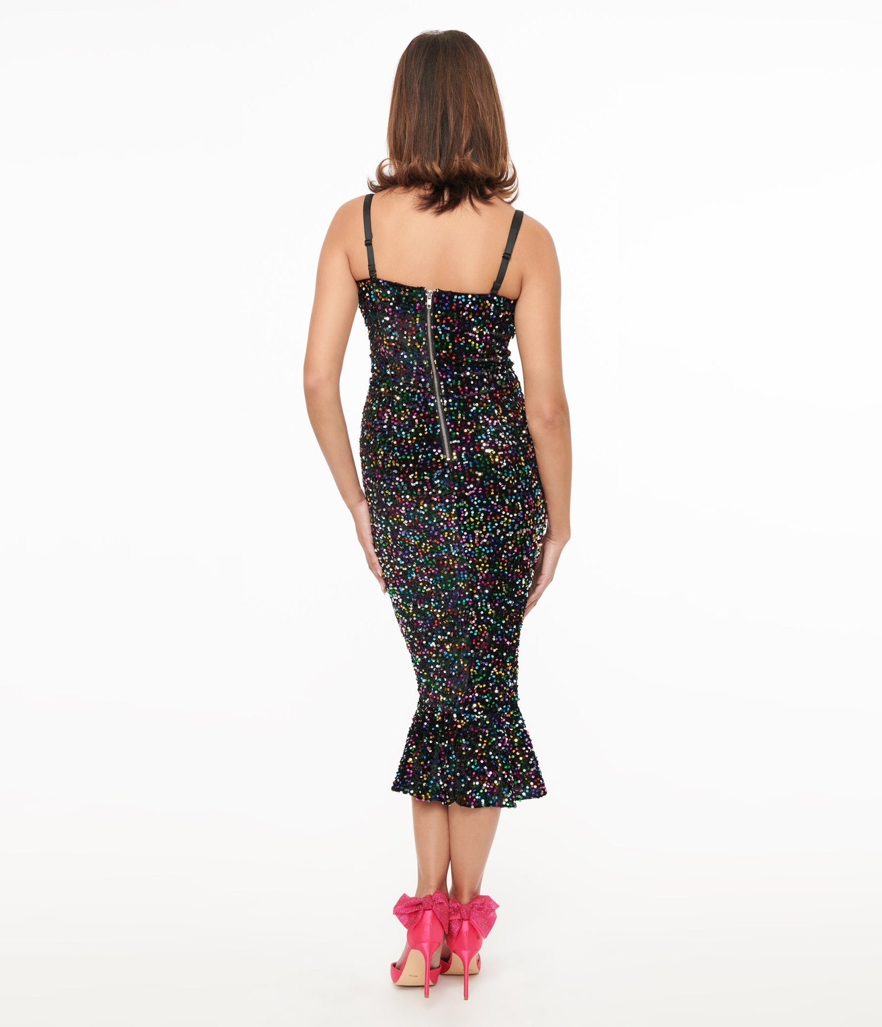 Unique Vintage Rainbow Sequin Strapless Spotlight Wiggle Dress - Unique Vintage - Womens, DRESSES, PROM AND SPECIAL OCCASION