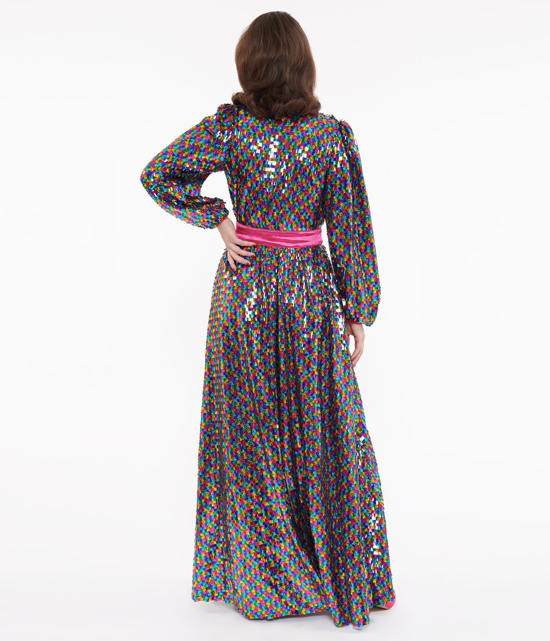 Unique Vintage Rainbow Sequins Hollywood Duster - Unique Vintage - Womens, DRESSES, MAXI