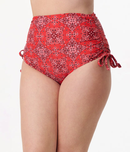 Unique Vintage Red Bandana Print Provincetown Swim Bottom - Unique Vintage - Womens, SWIM, BOTTOM