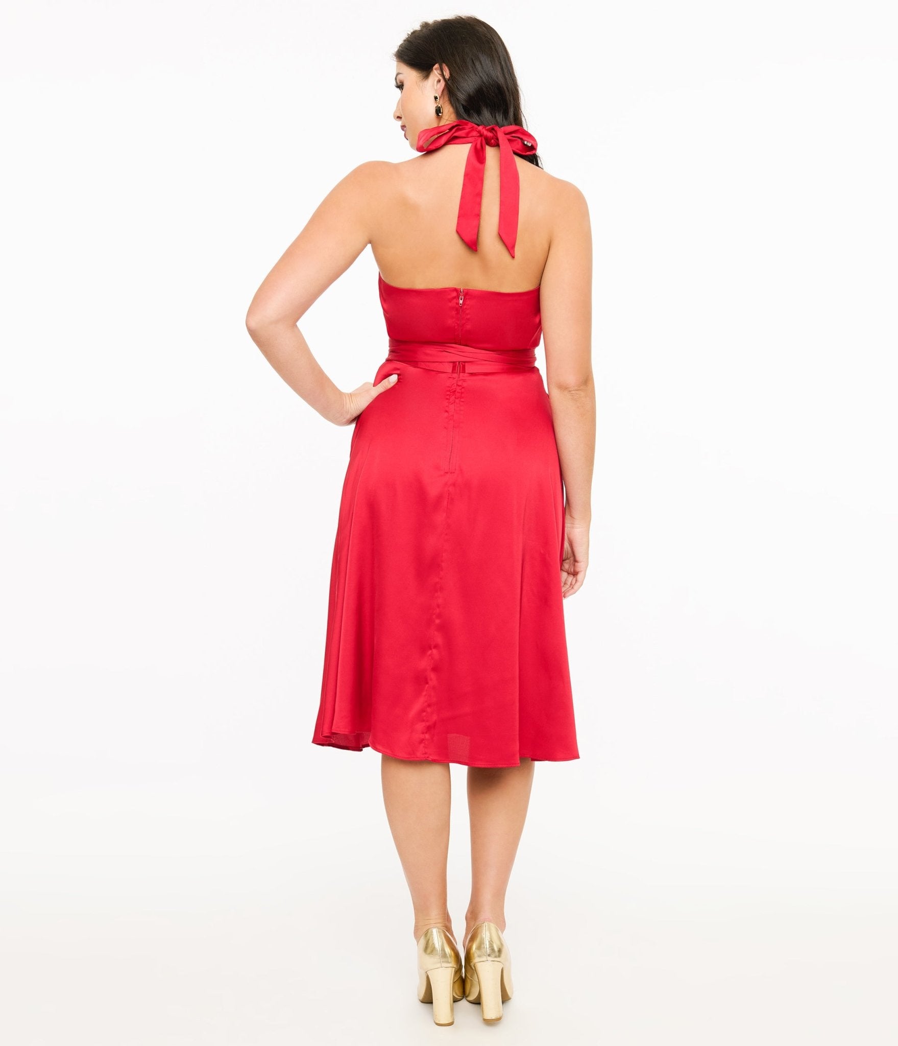 Me+Em red satin cheapest swing dress (6)