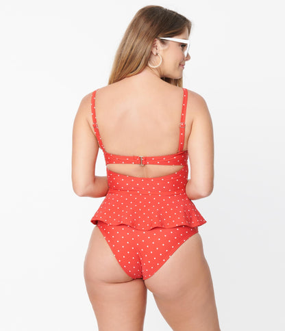 Unique Vintage Red & White Pin Dot Daphne Swim Bottoms - Unique Vintage - Womens, SWIM, BOTTOM