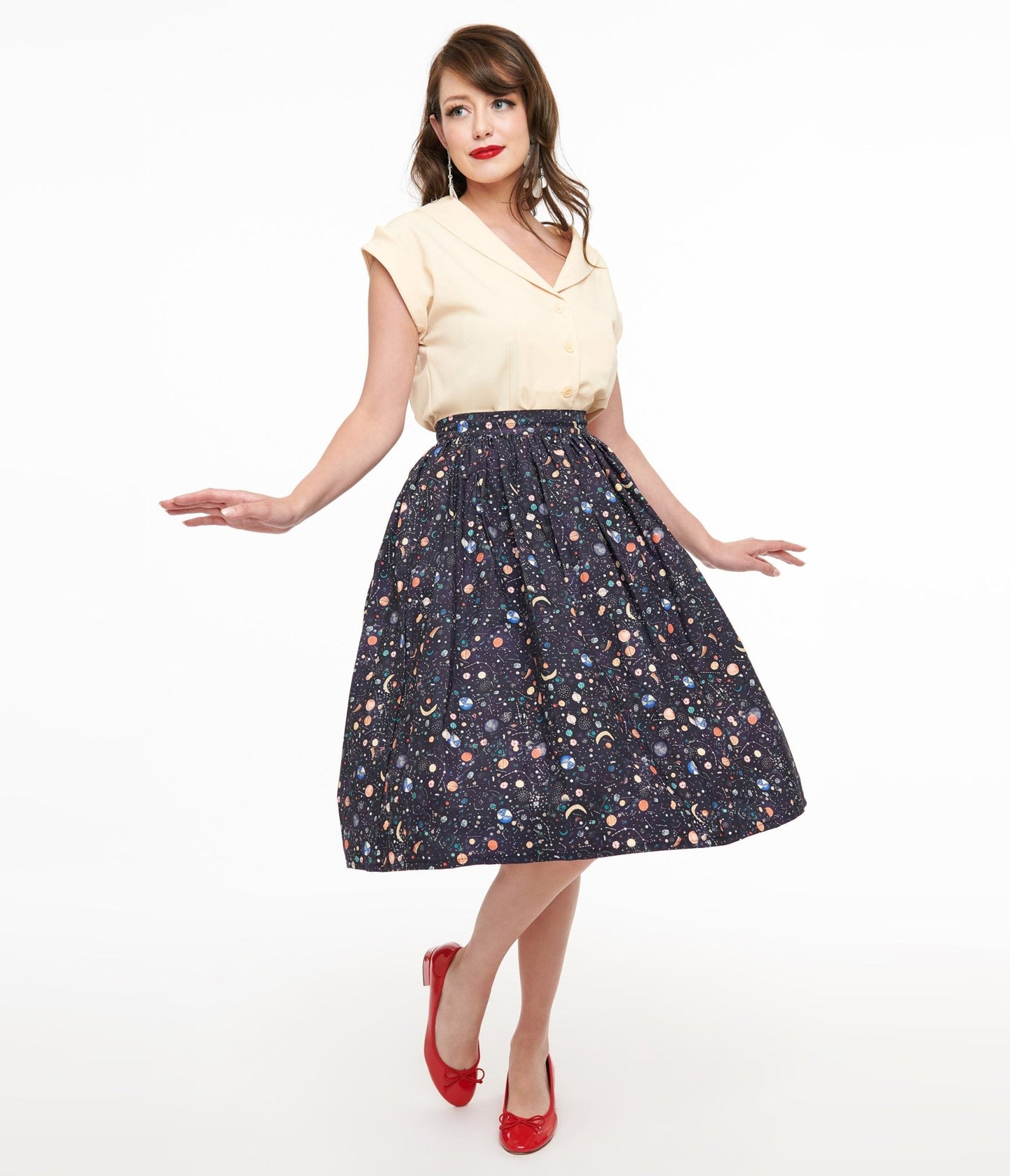 Unique Vintage Space Print Gellar Swing Skirt - Unique Vintage - Womens, BOTTOMS, SKIRTS