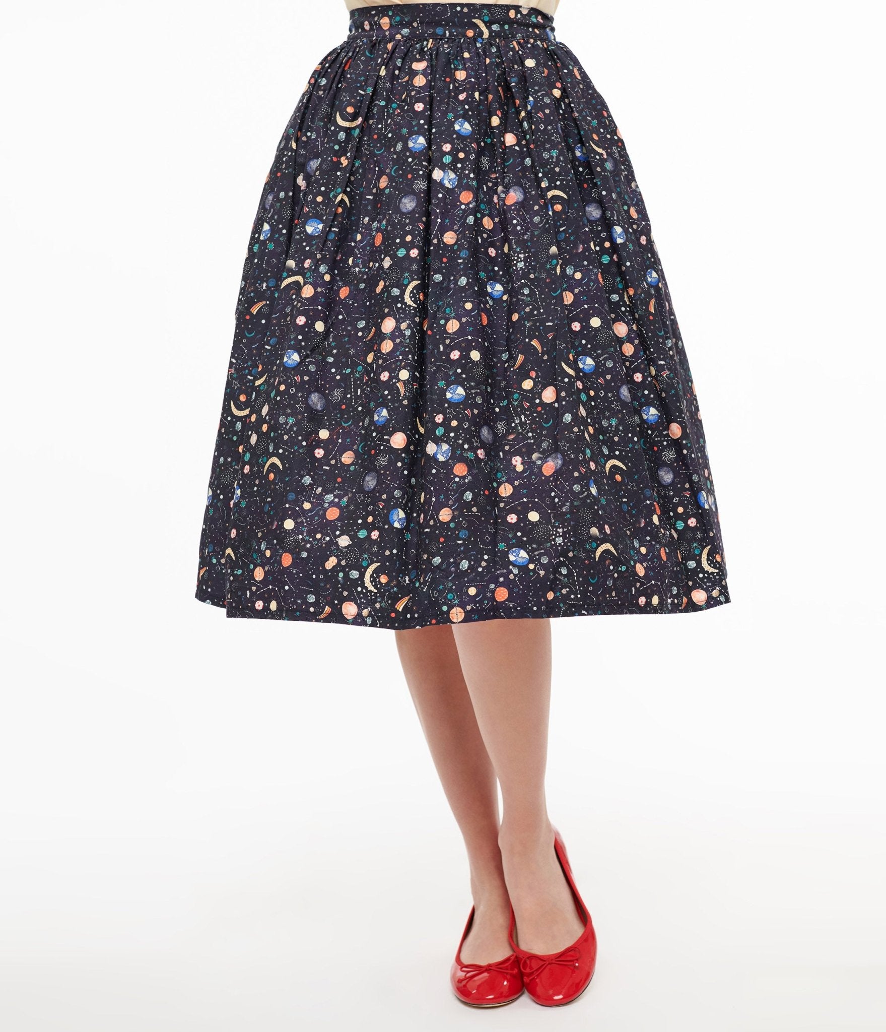 Unique Vintage Space Print Gellar Swing Skirt - Unique Vintage - Womens, BOTTOMS, SKIRTS