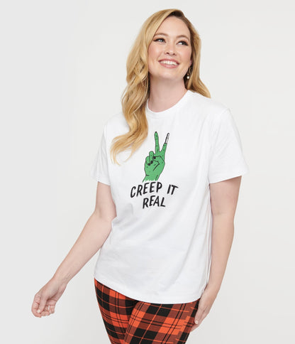 Unique Vintage White Creep It Real Unisex Graphic Tee - Unique Vintage - Womens, GRAPHIC TEES, TEES