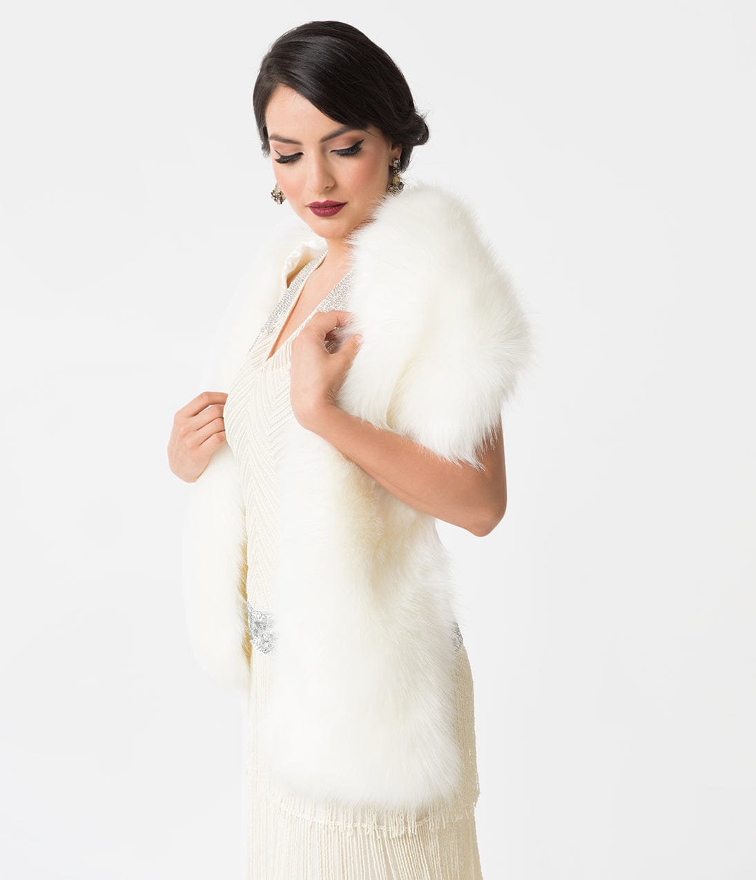 White Faux Fur Shawl