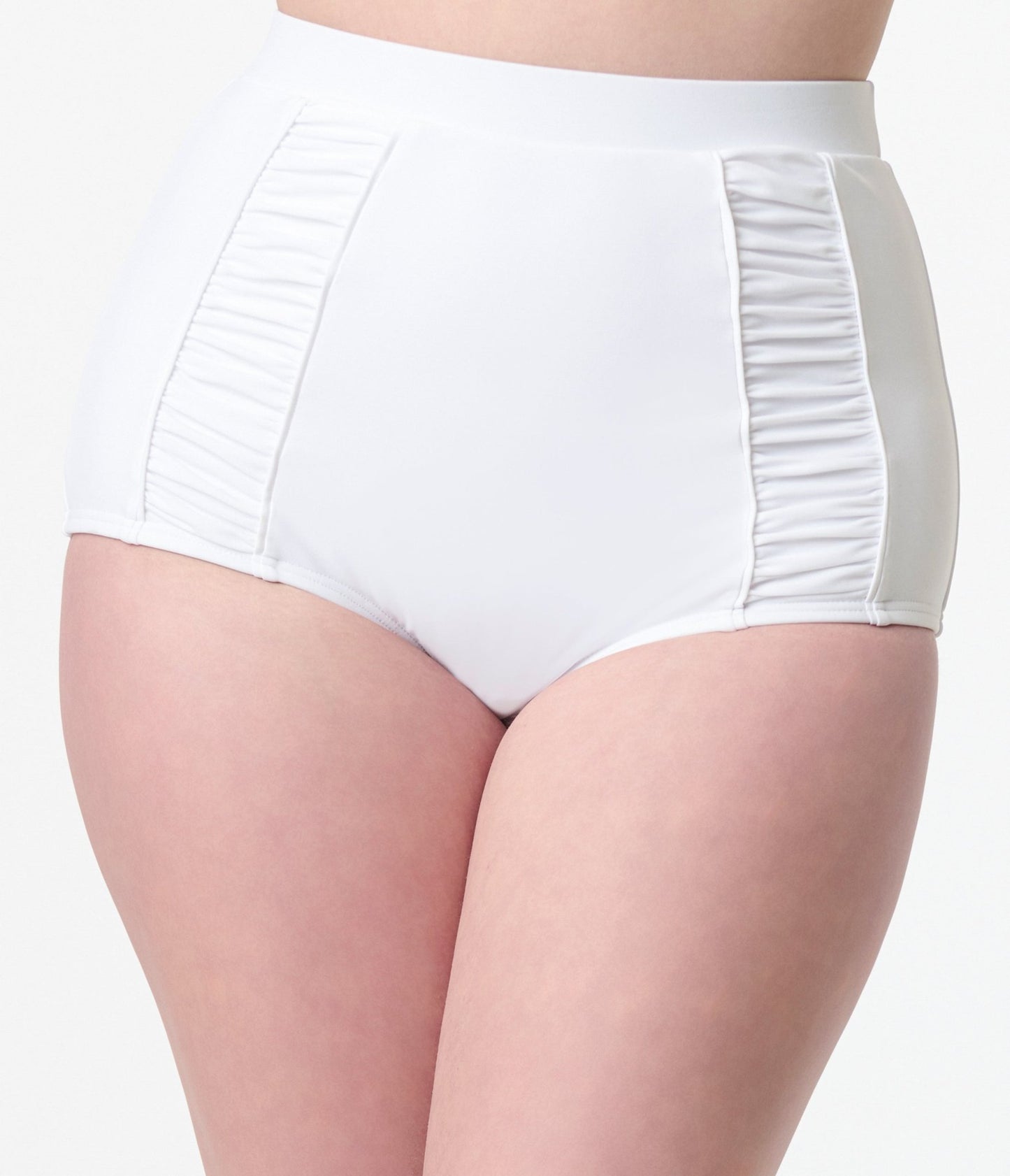 Unique Vintage White Ruched Swim Bottom - Unique Vintage - Womens, SWIM, BOTTOM